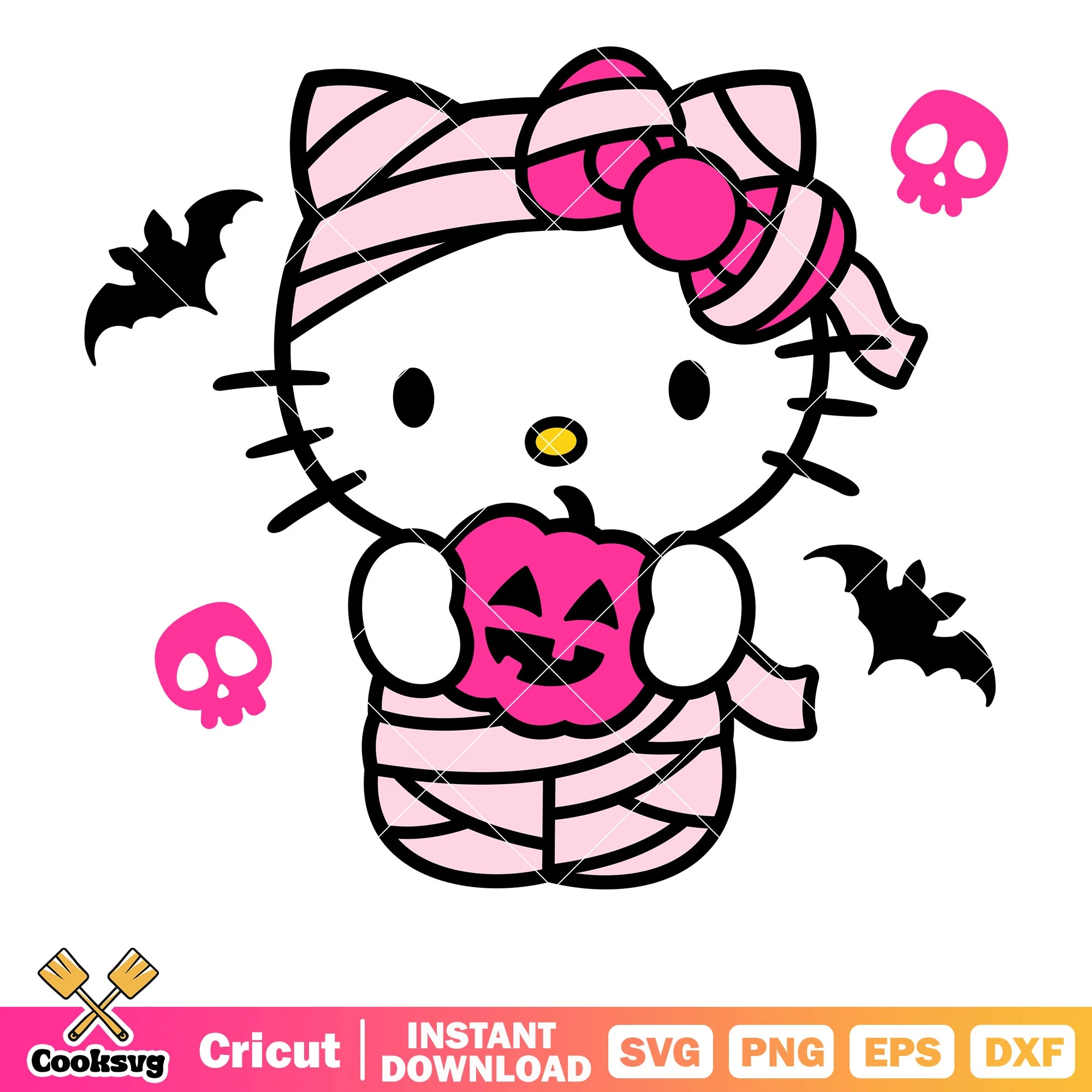 Mummy hello kitty halloween svg, halloween hello kitty svg