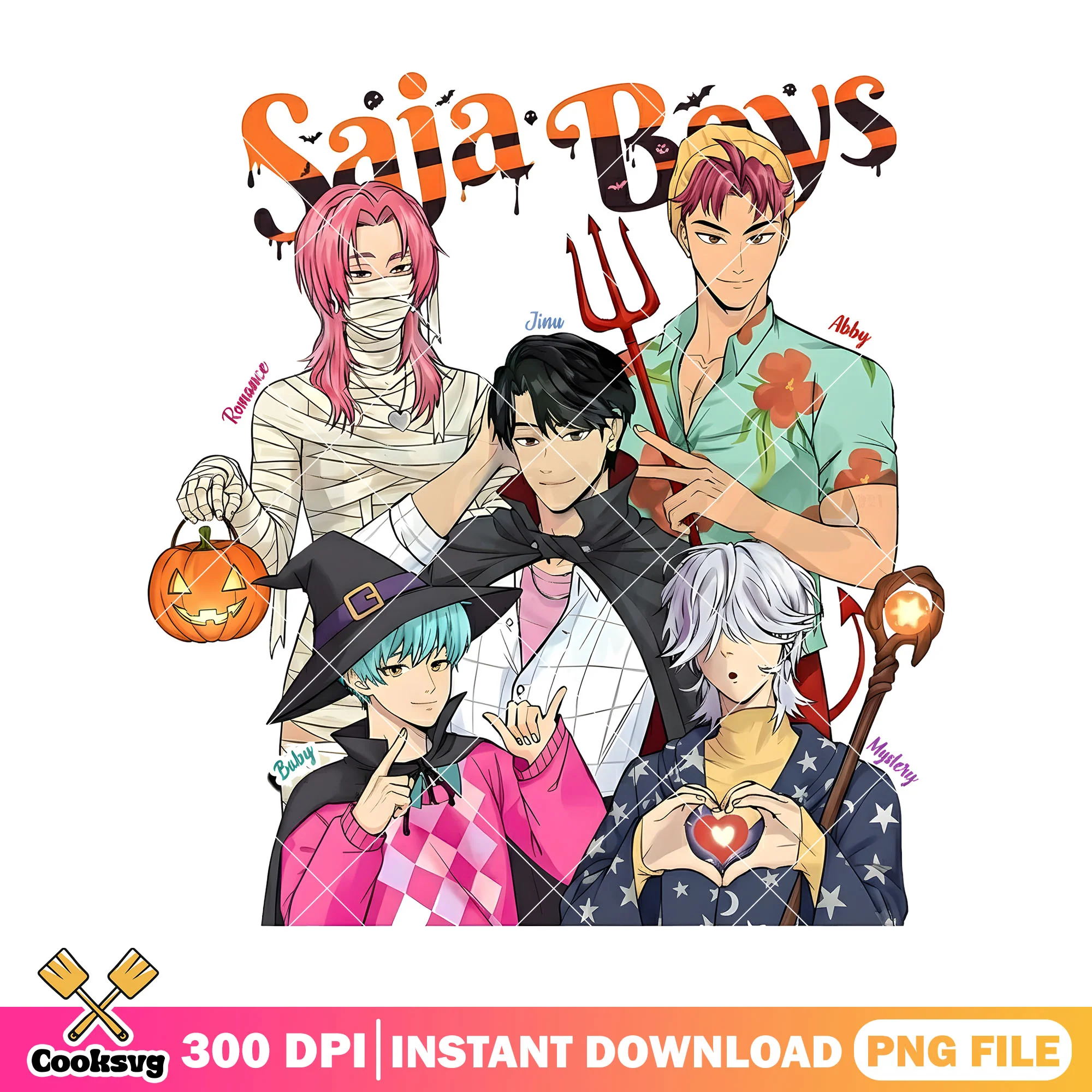 Mummy saja boys png, vampire costume png, saja boys costume png