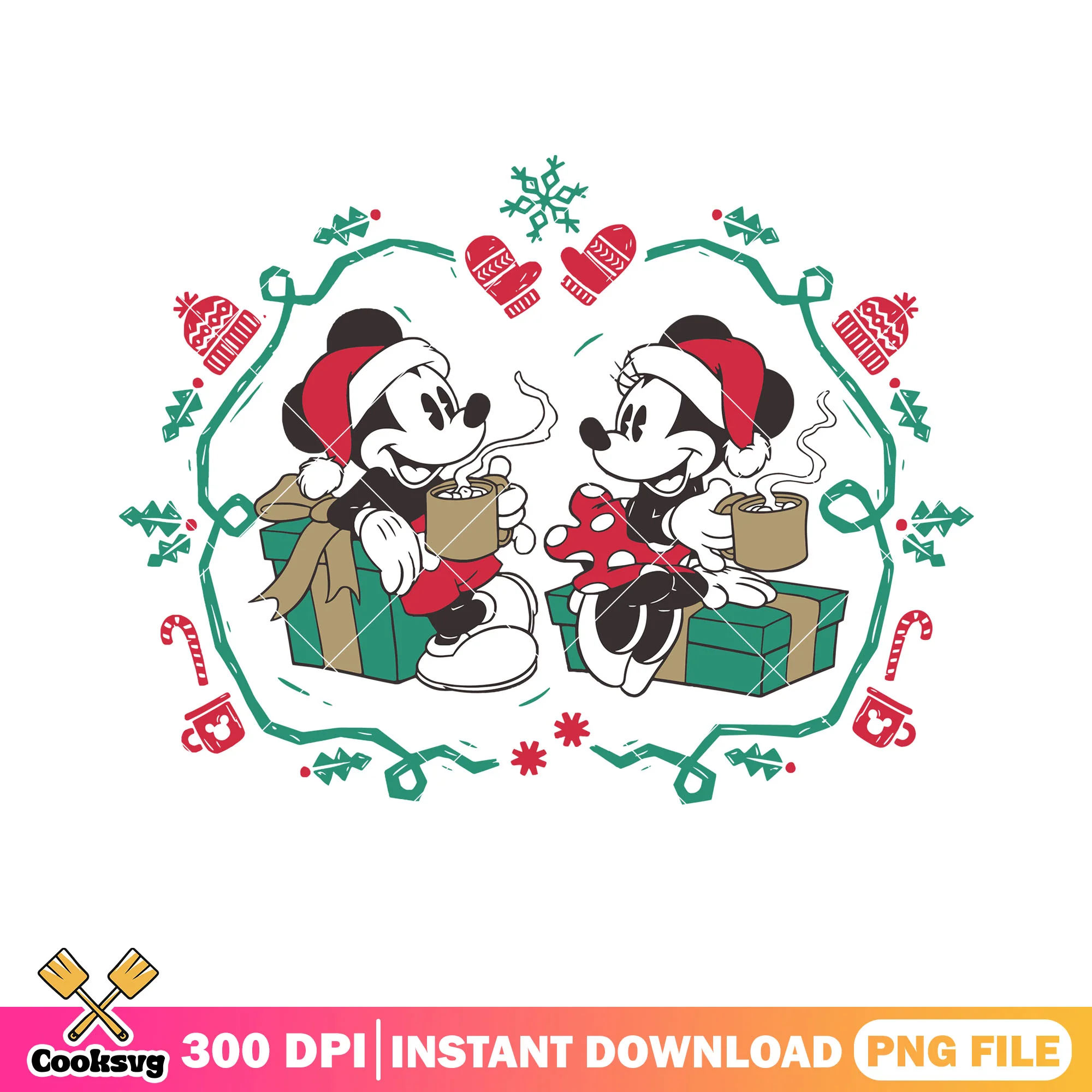 My love disney couple png, christmas gifts png, minnie mouse png