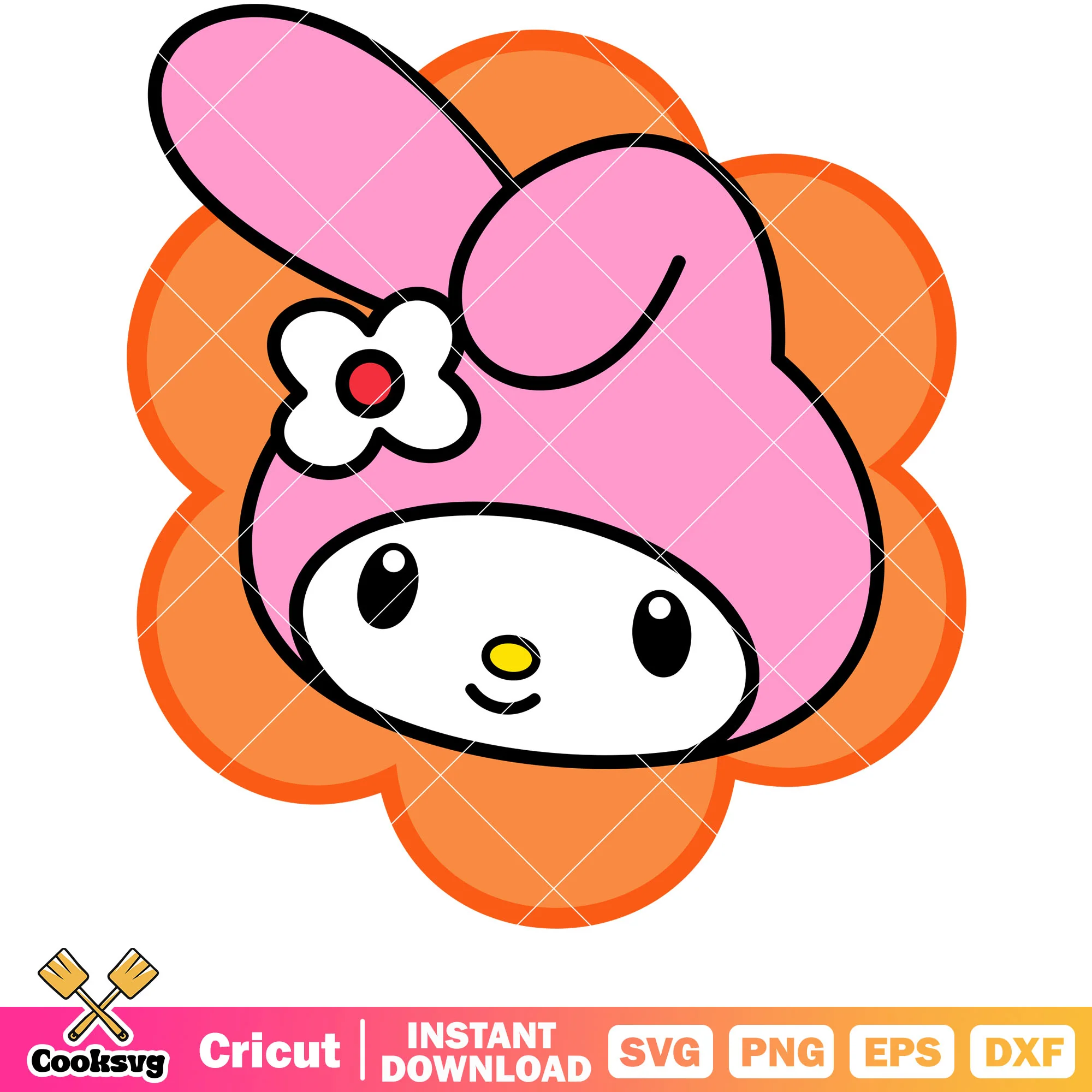 My melody face flower svg, my melody character svg, sanrio svg