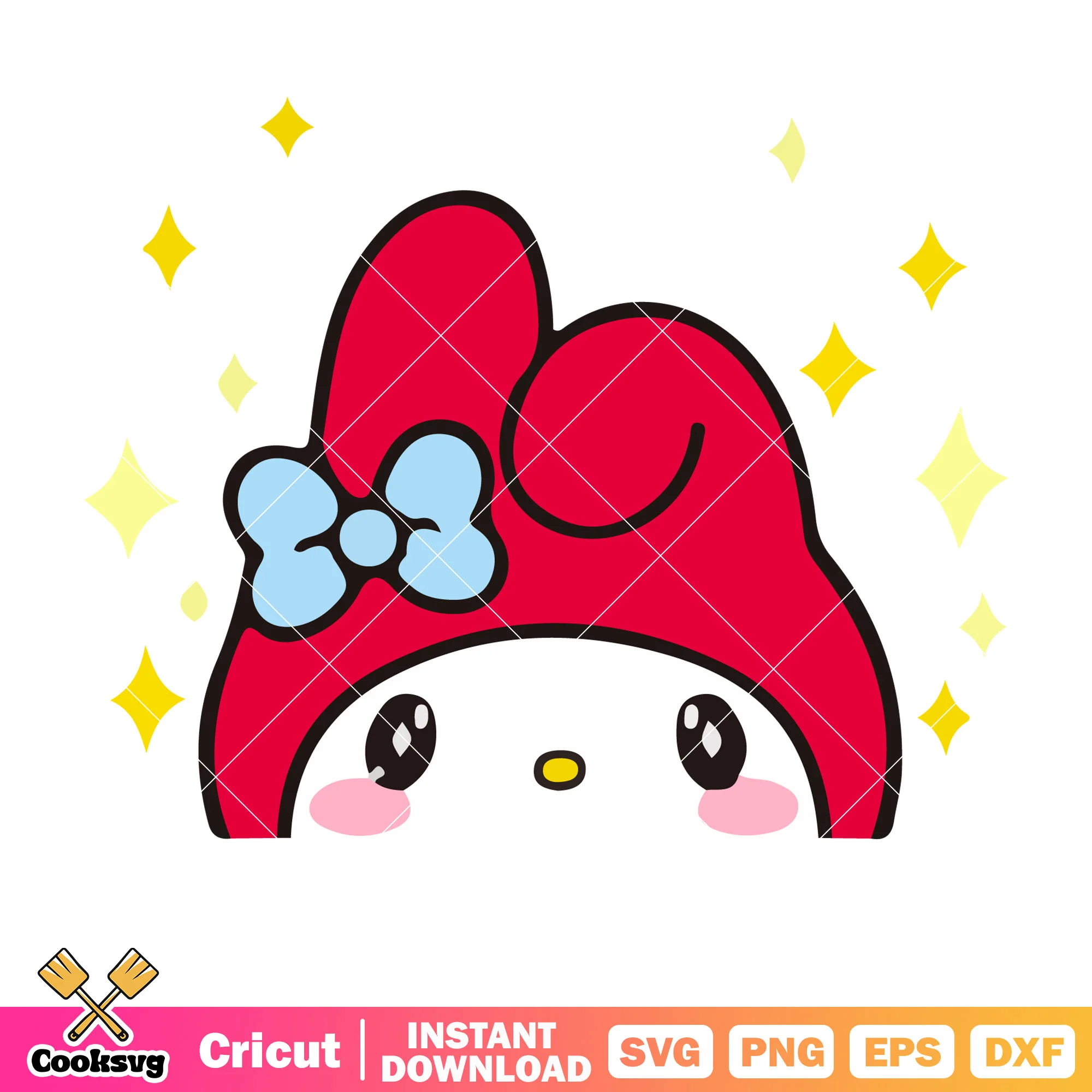 My Melody face red design svg, my melody cartoon svg, sanrio svg