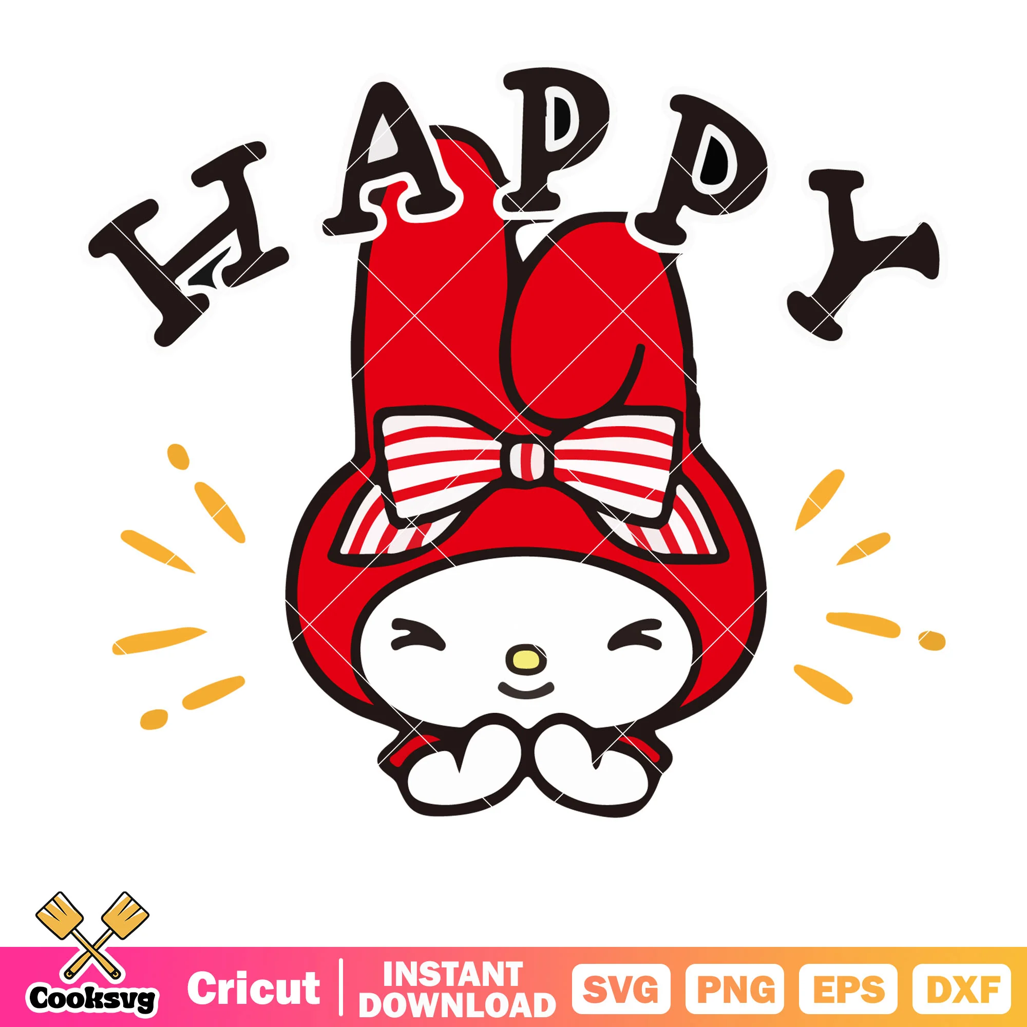 My melody red happy svg, hello kitty svg, sanrio characters cartoon svg