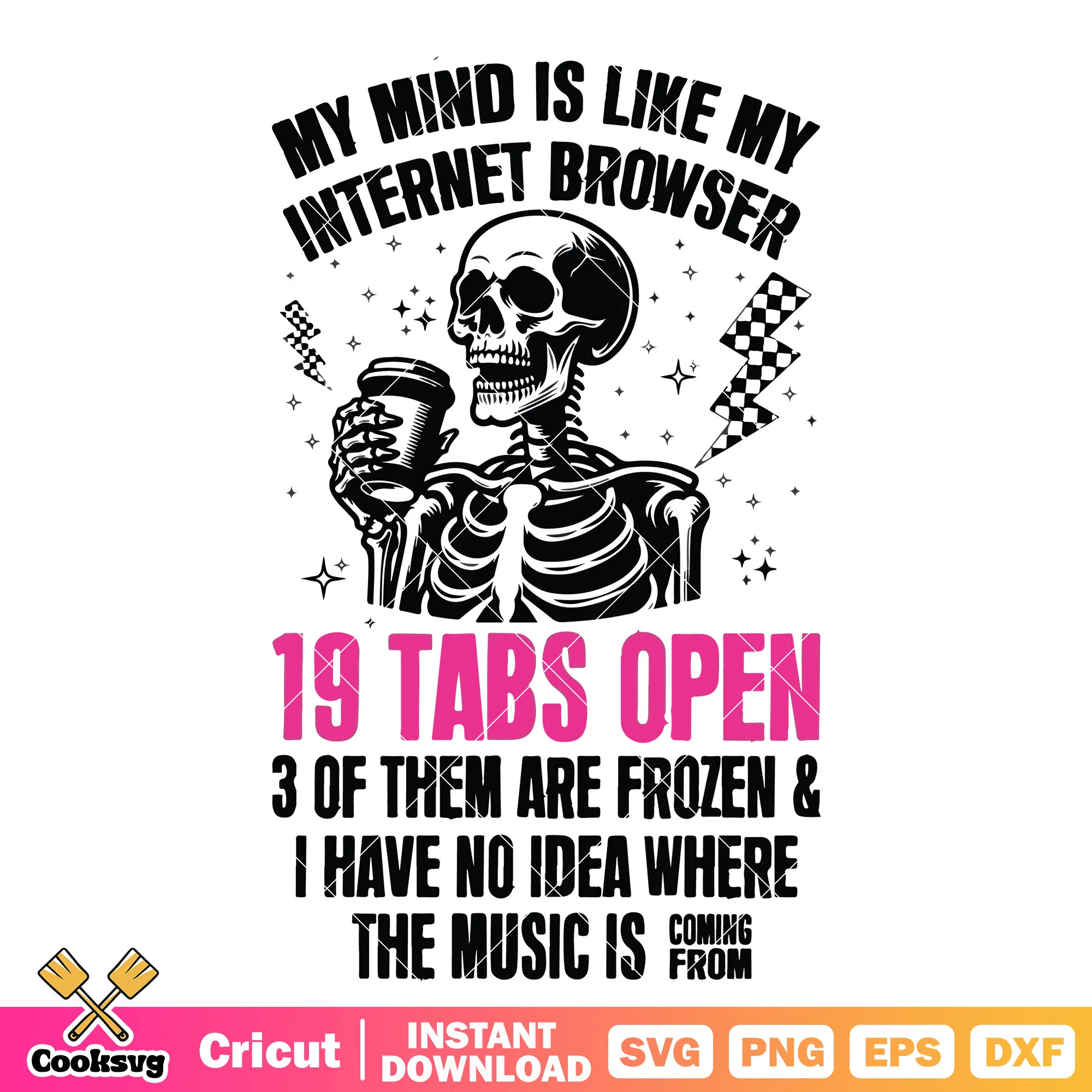 My mind is like my internet browser svg, skeleton quotes svg