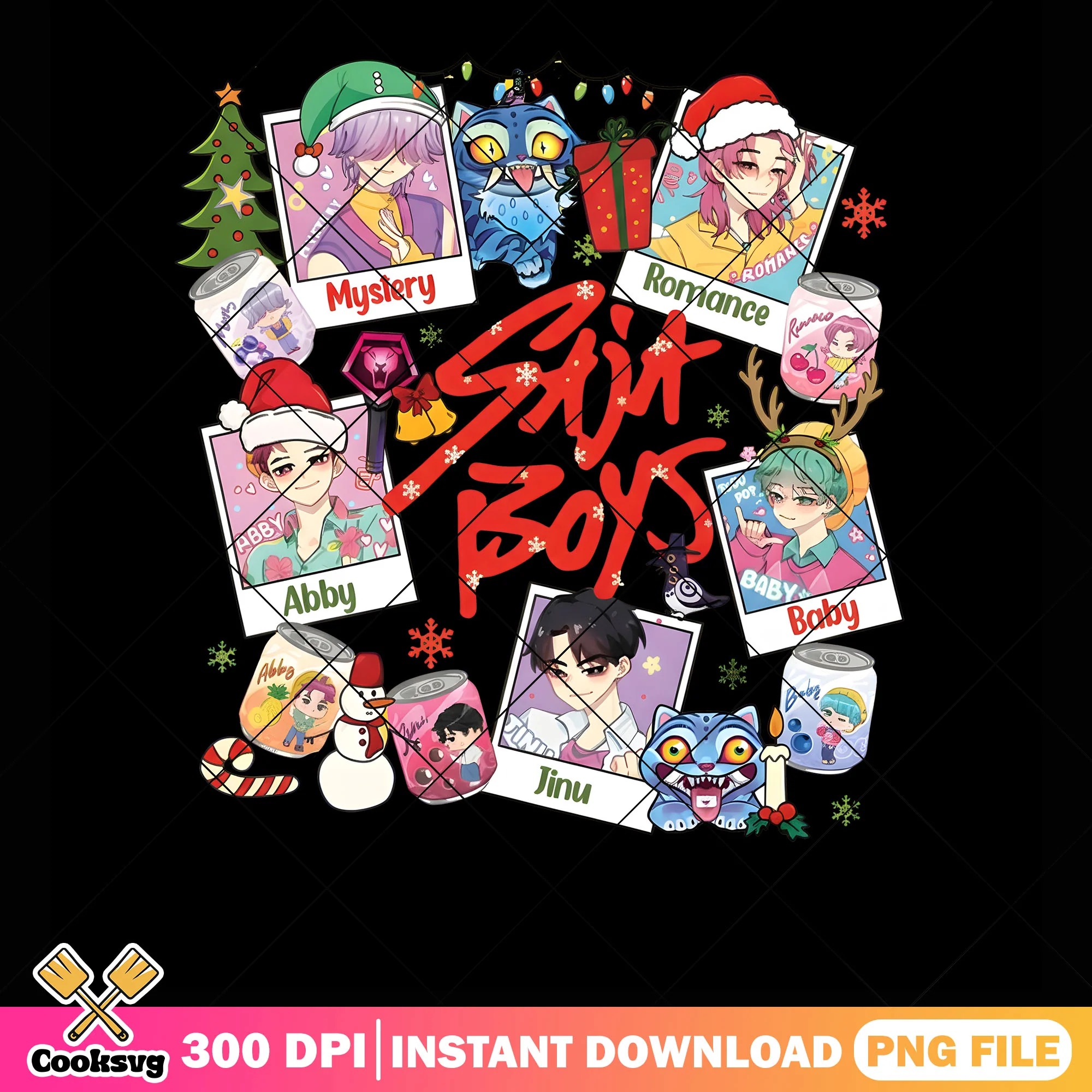 Mystery romance baby jinu abby png, saja boys png, candy cane png