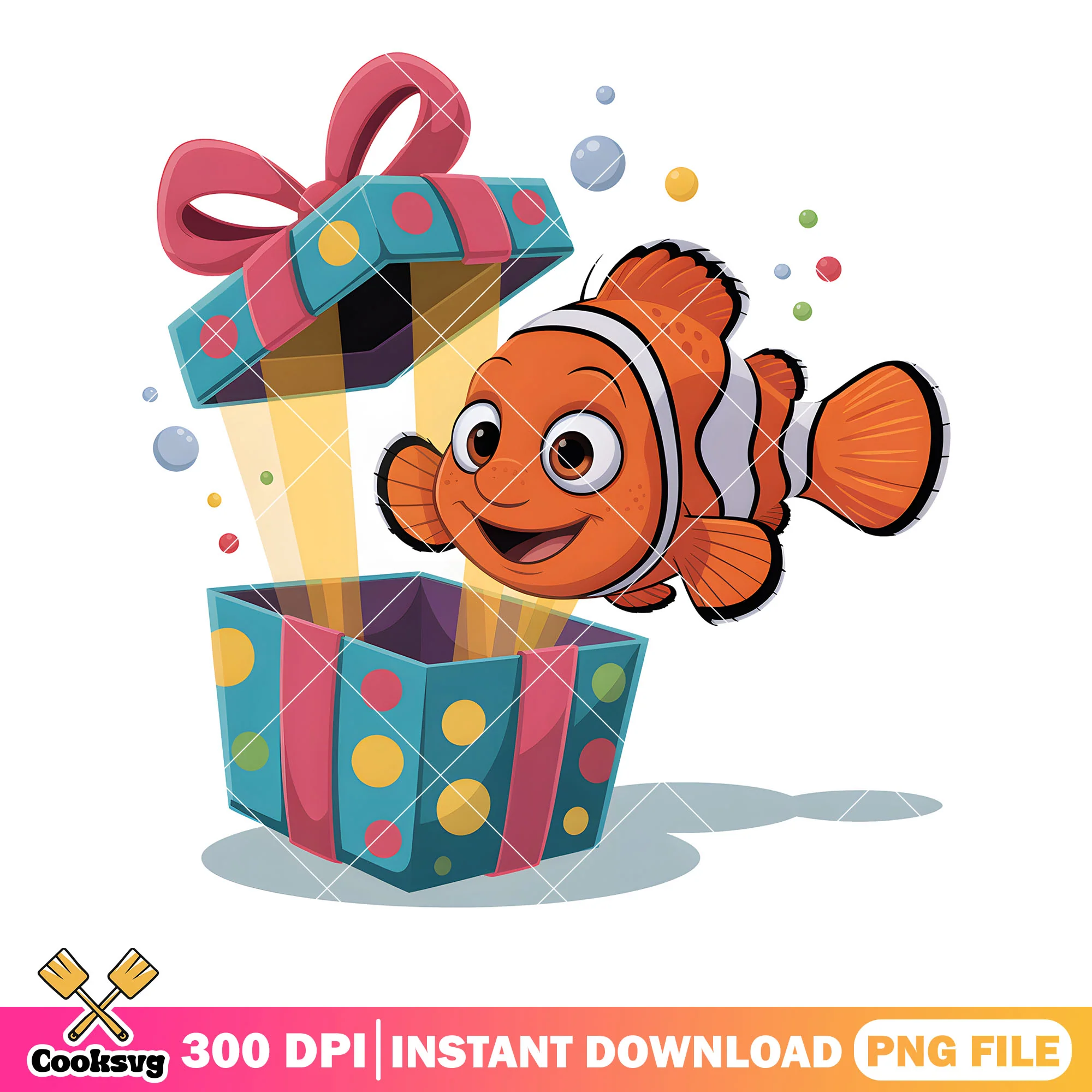 Nemo love suprise gifts png, clownfish nemo png, nemo png