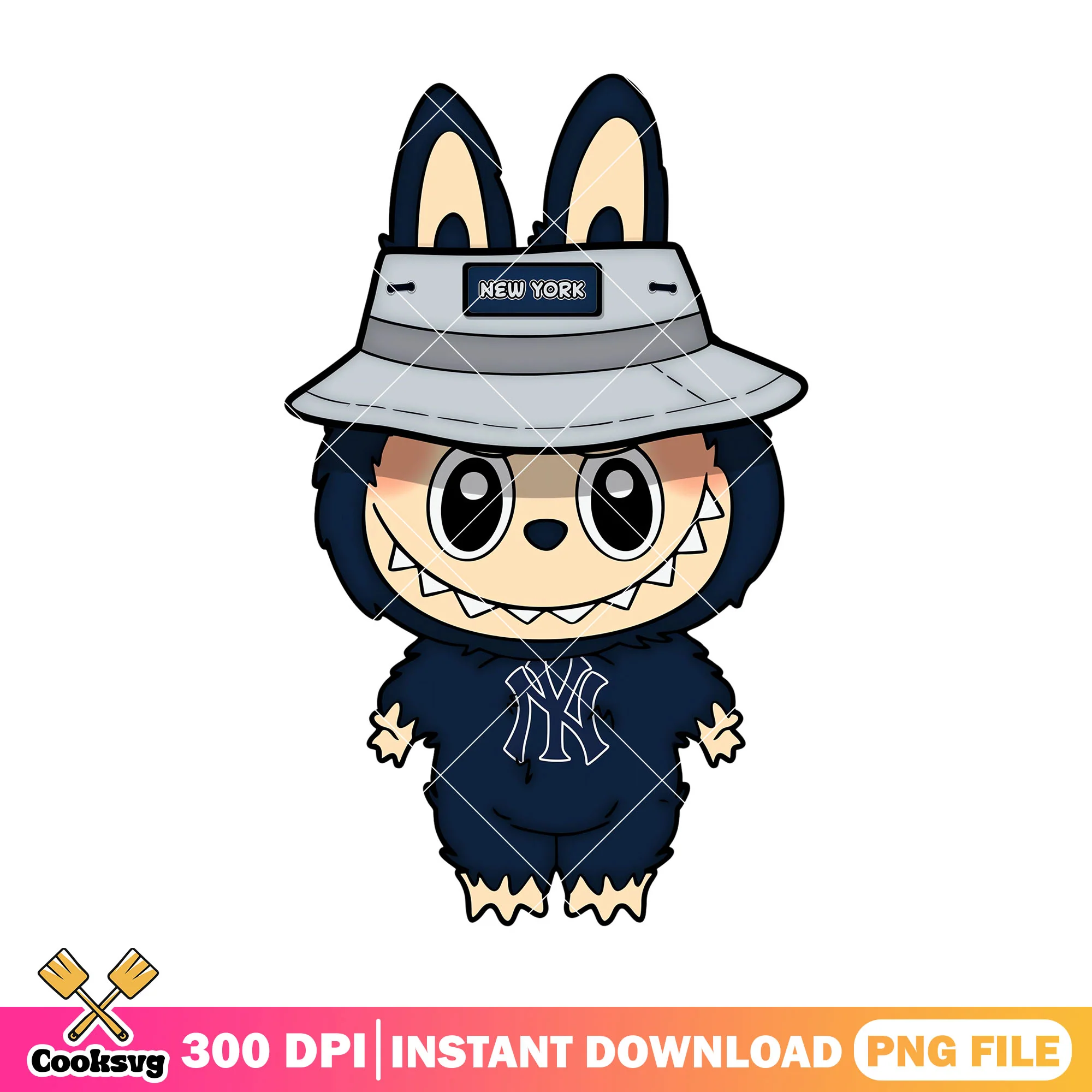 New york labubu baseball png, labubu art png, labubu happy png