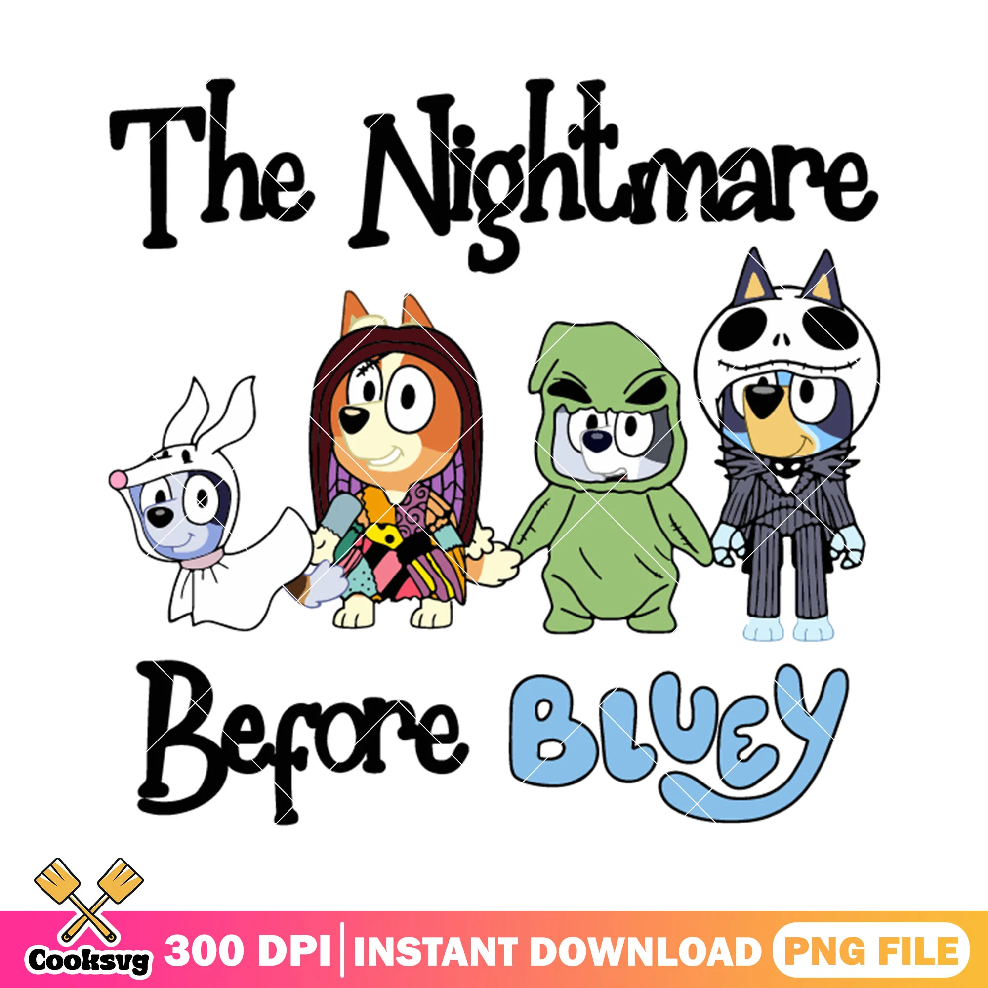 Nightmare before bluey png, bluey bingo png, halloween drawings png