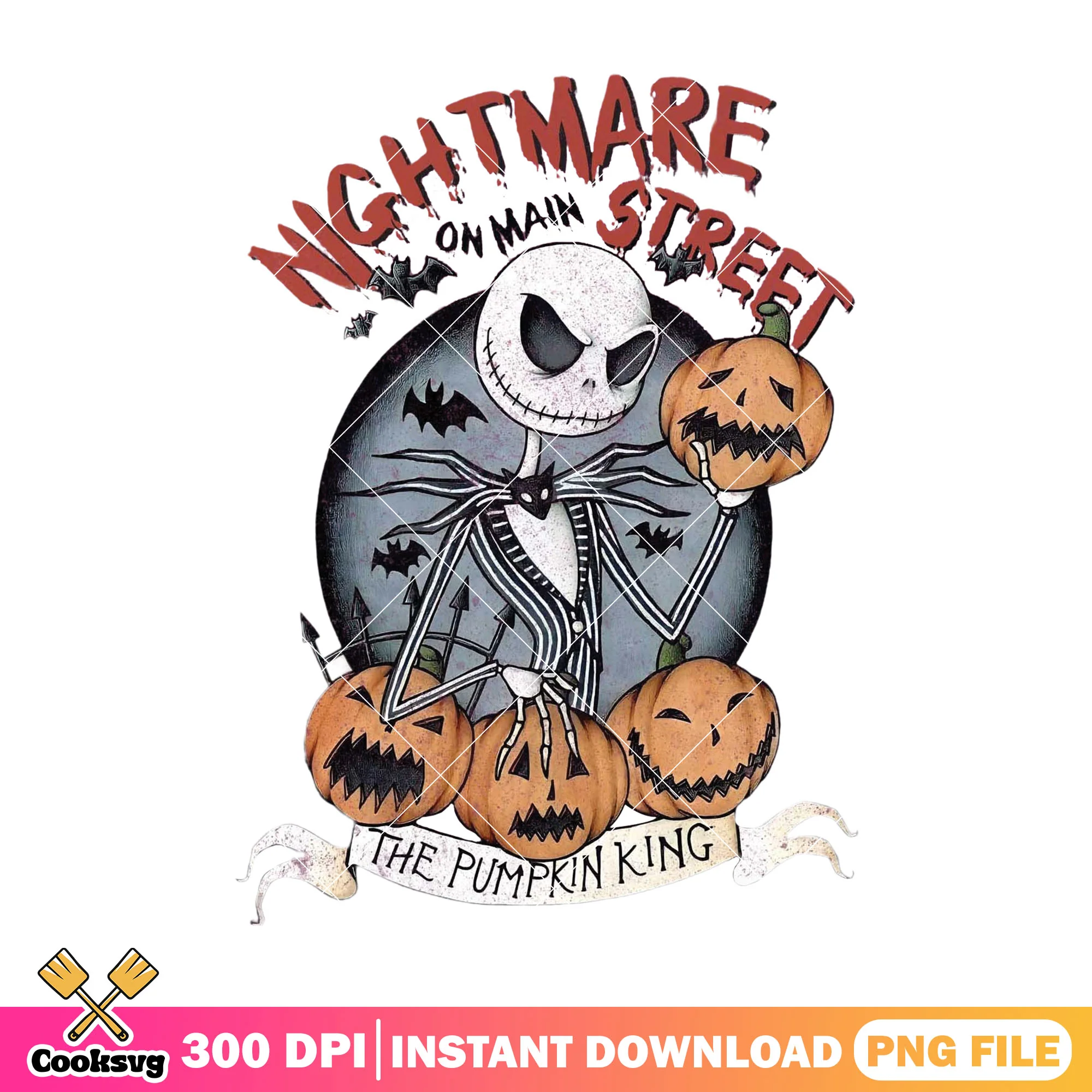 Nightmare street design png, halloween drawings png, pumpkin king png