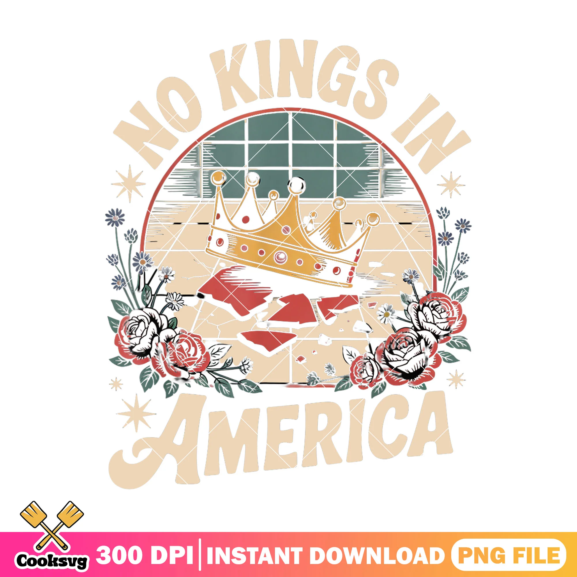 No kings in america floral png, no kings png, america no kings png