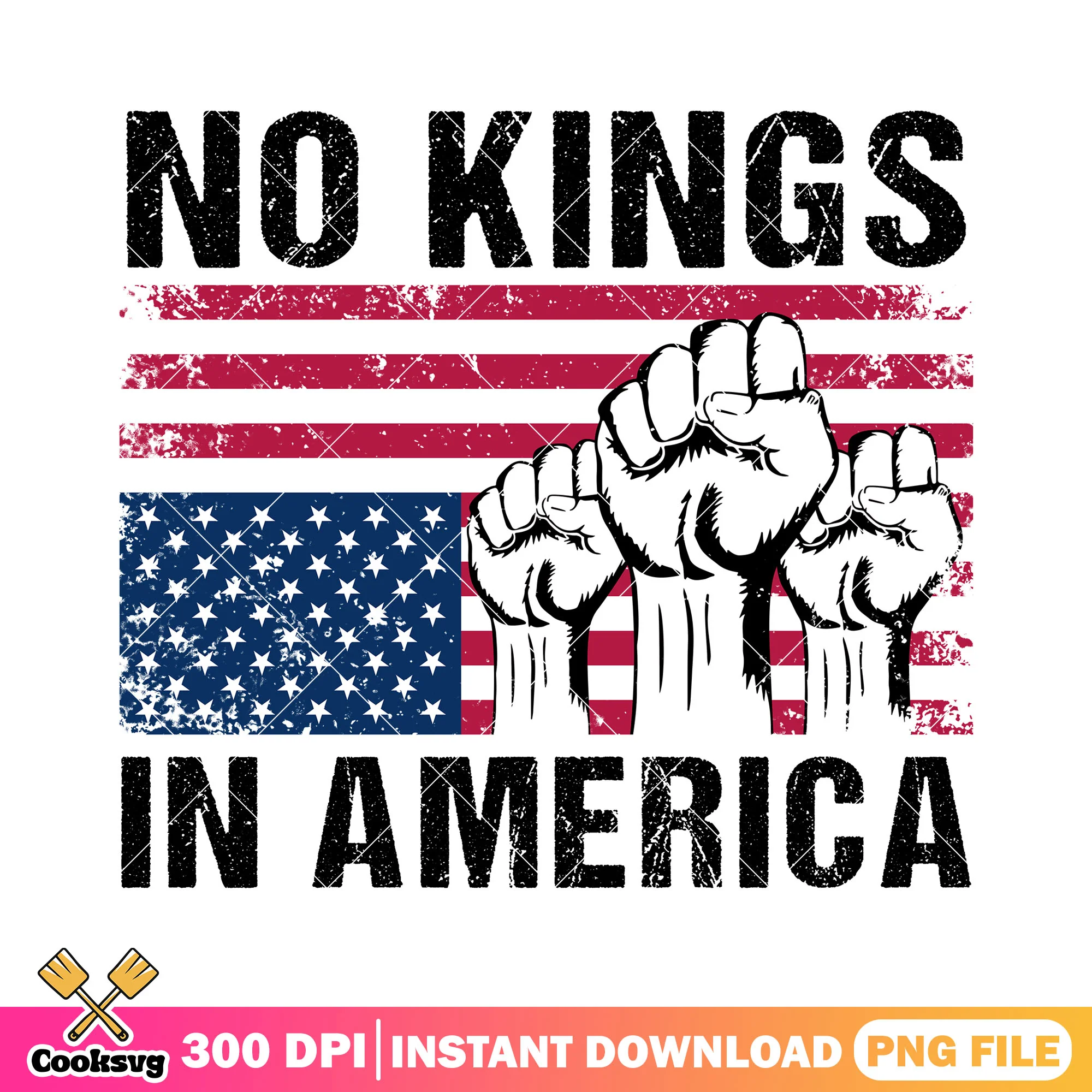 No kings in america hand png, america flag png, no kings day png