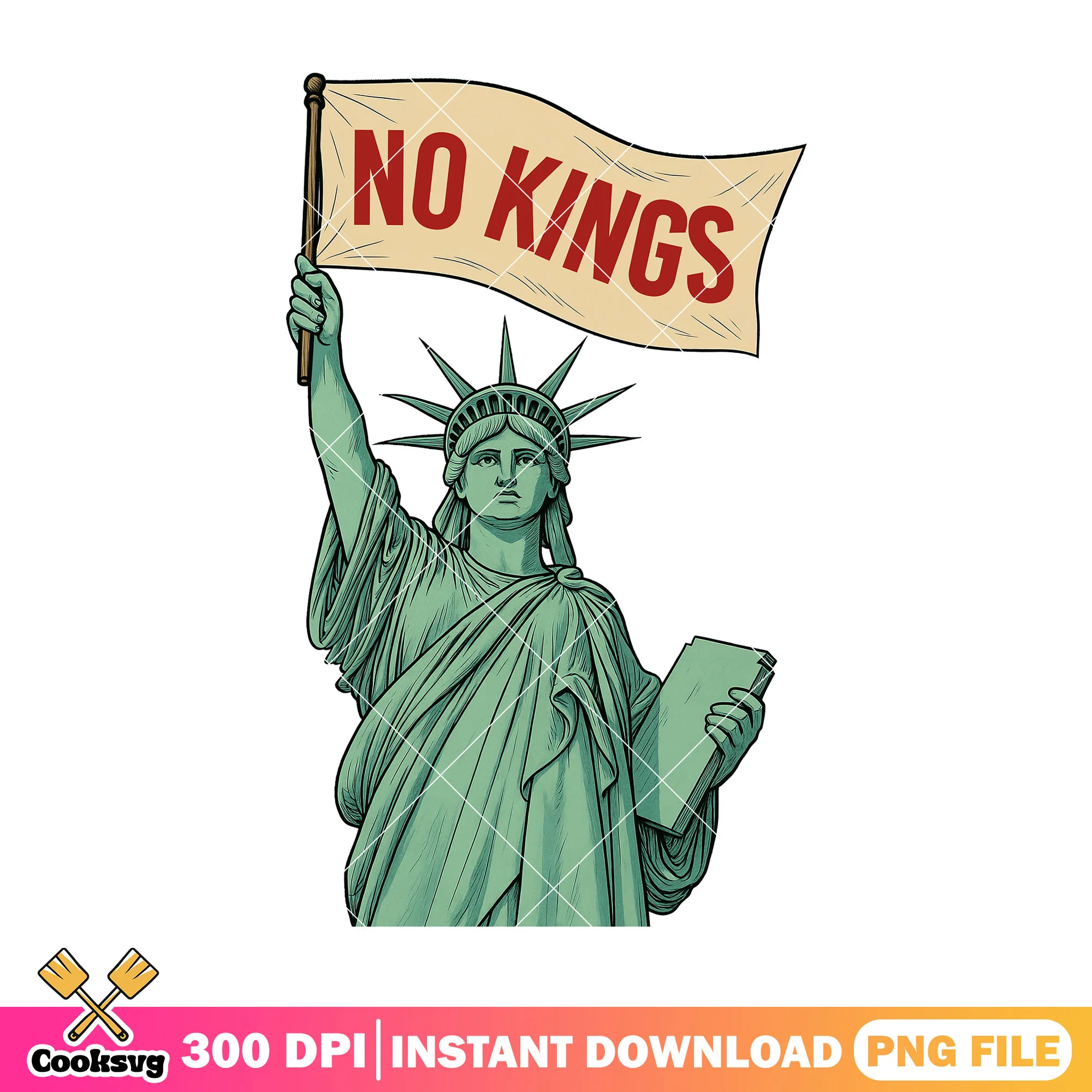 No kings with america statue png, america no kings png, no kings quote png