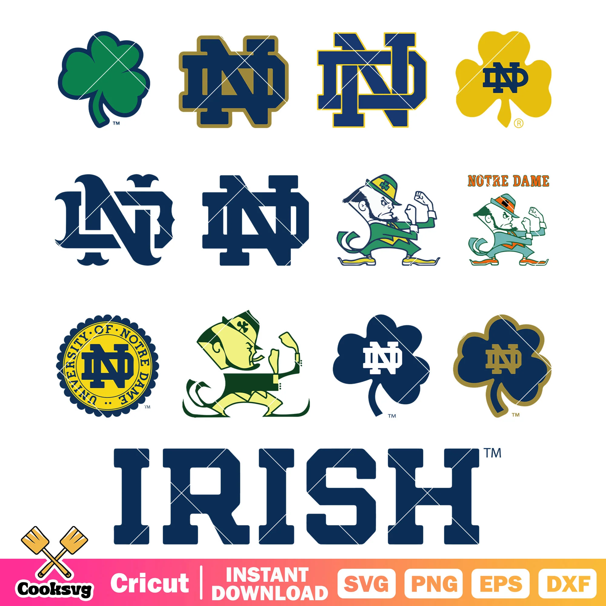Notre Dame Fighting Irish logo bundle svg, Ncaa logo svg