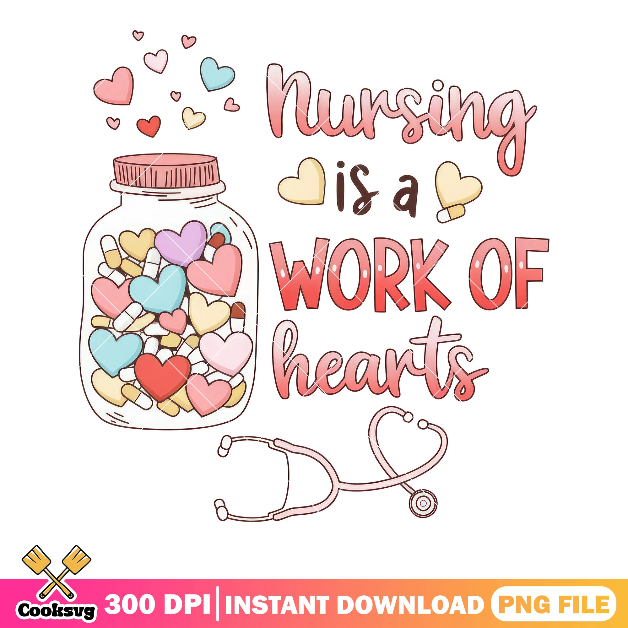 Nurse love valentines png, valentine day png, valentines heart png