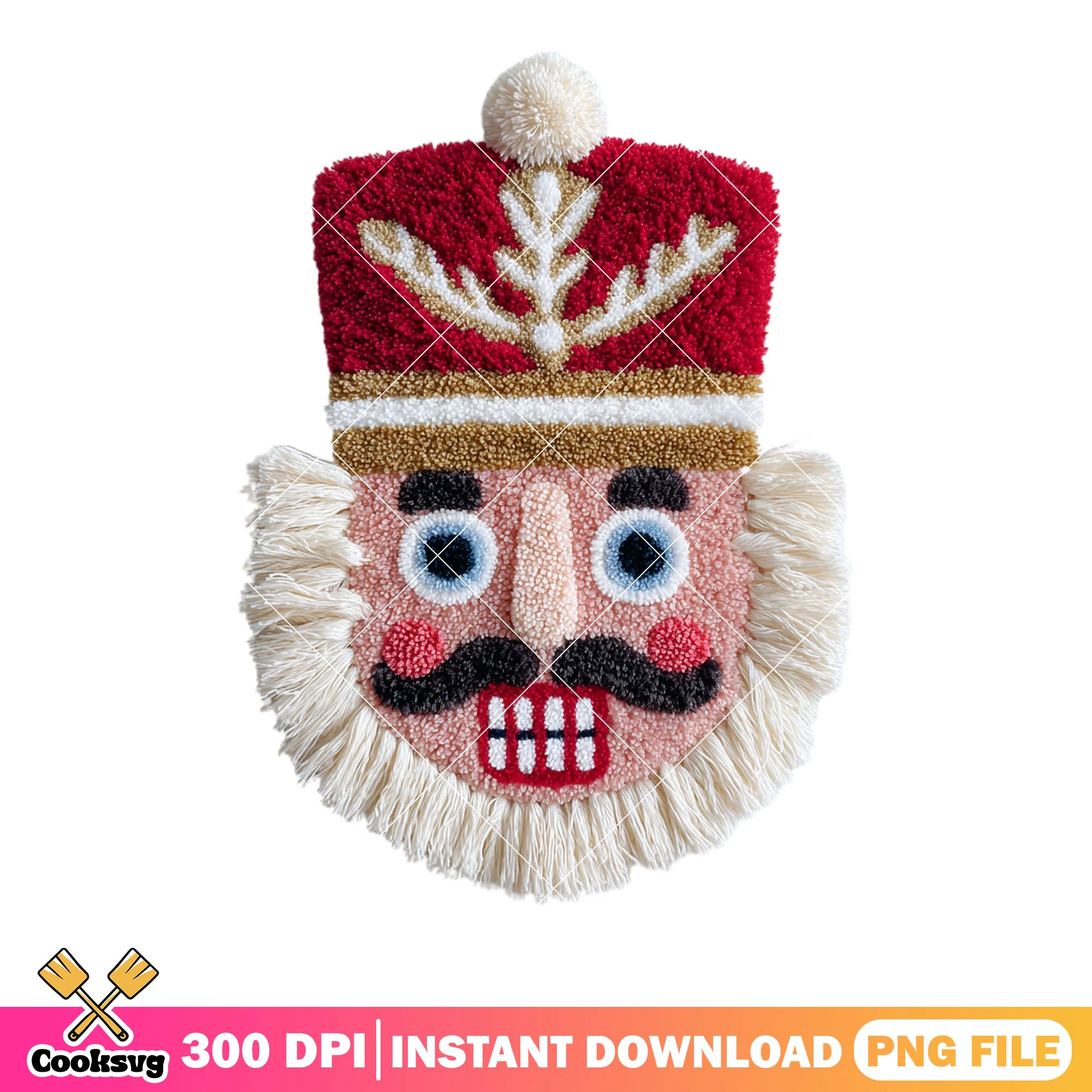 Nut cracker pom pom png, merry christmas png, hooked pillows png