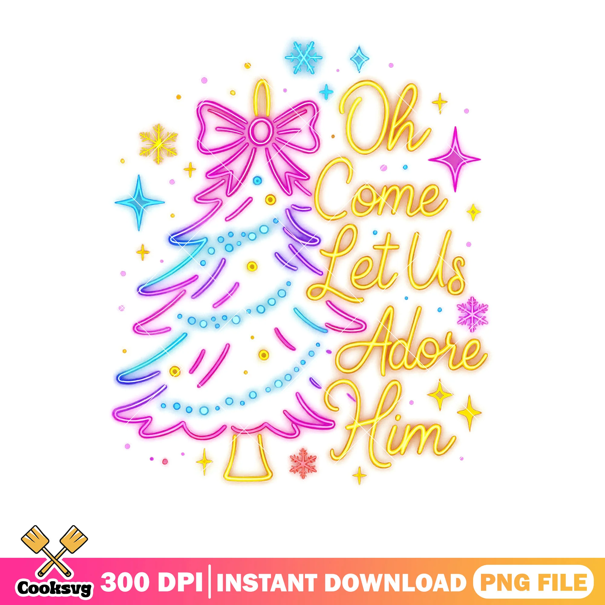 Oh come let us adore him png, christmas lights png, christmas tree png