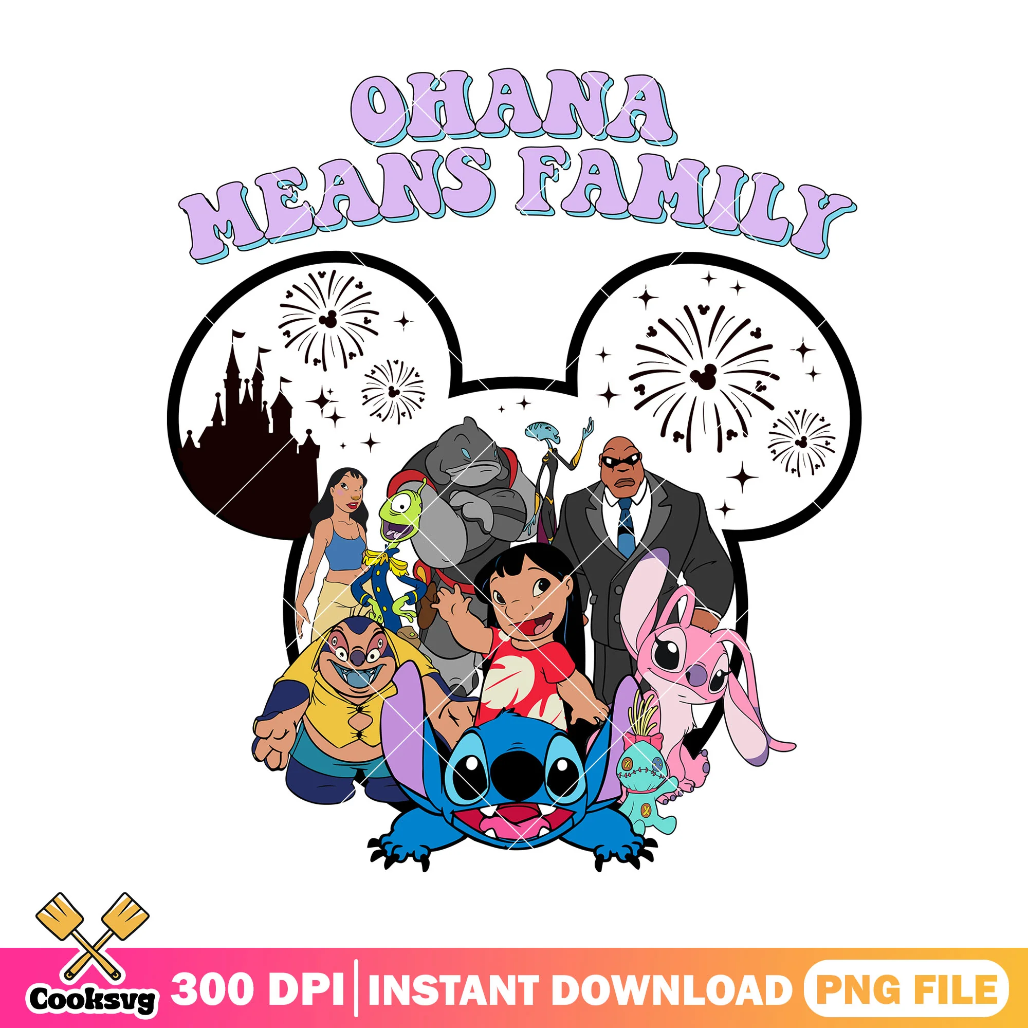 Ohana means family mickey stitch png, ohana means family png, stitch ohana png