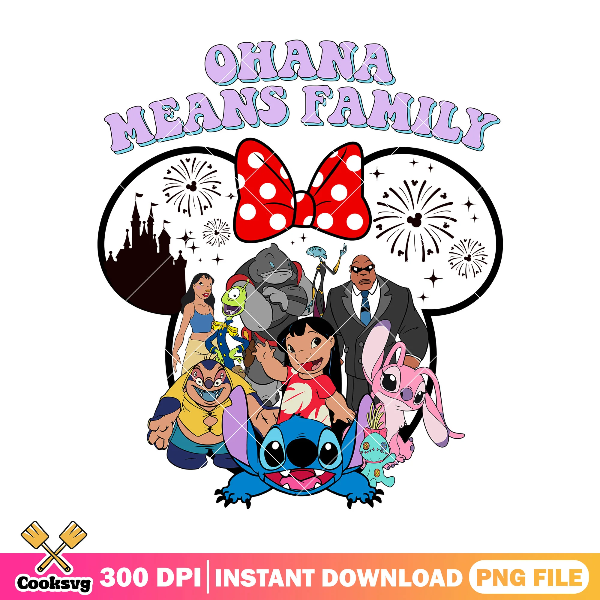 Ohana means family minnie stitch png, ohana means family png, stitch ohana png