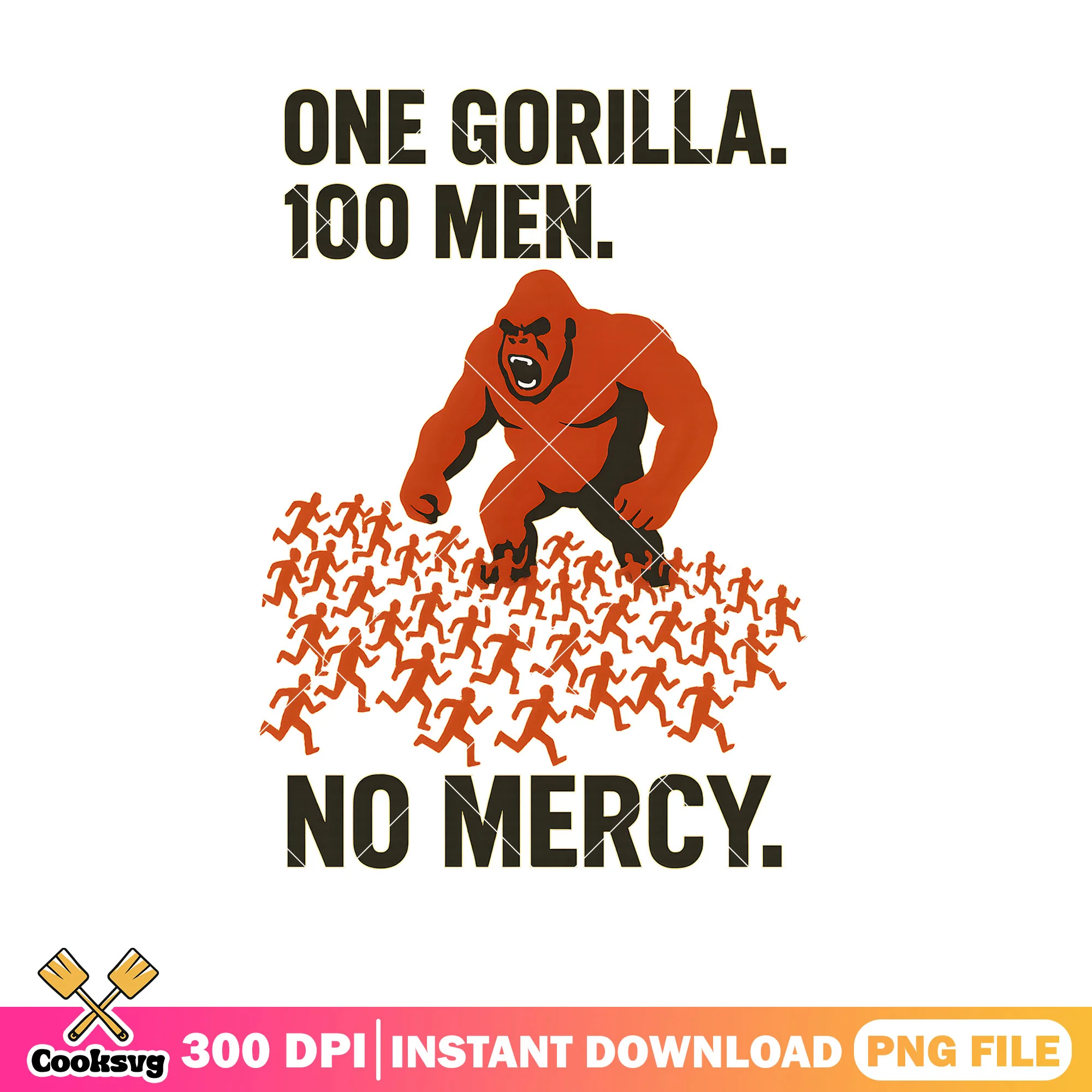 One gorilla 100 men no mercy png, 100 men vs gorilla png