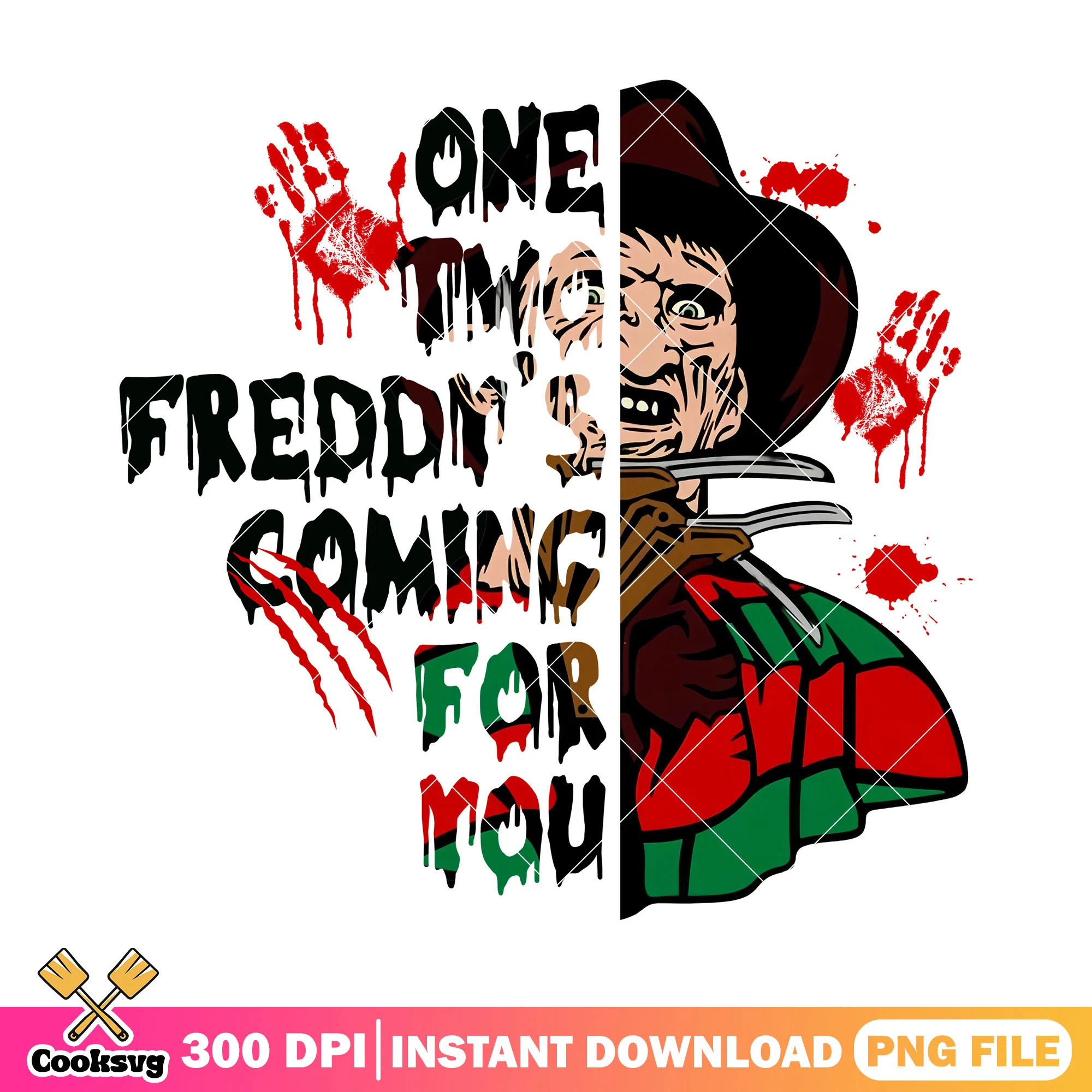 One two freddy design png, halloween ideas png, horror freddy png
