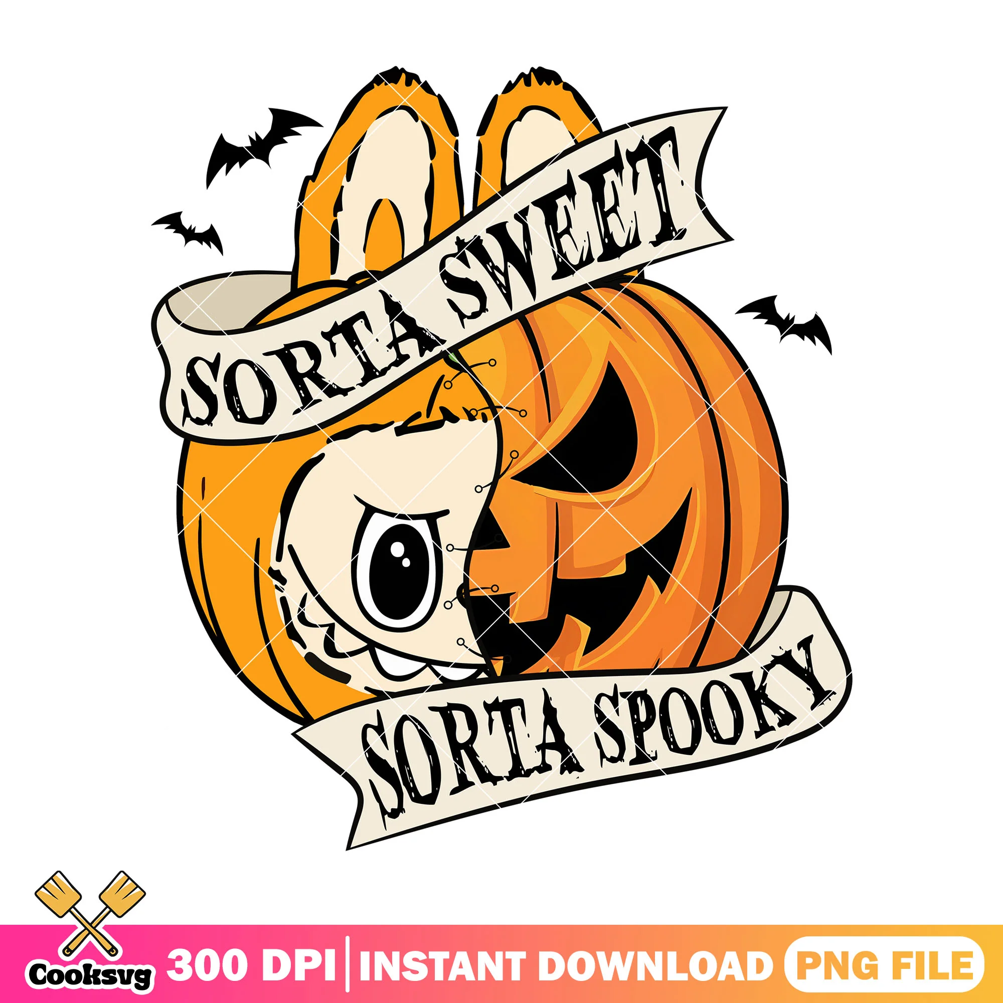 Orange sorta spooky labubu png, labubu dolls png, halloween spirit png