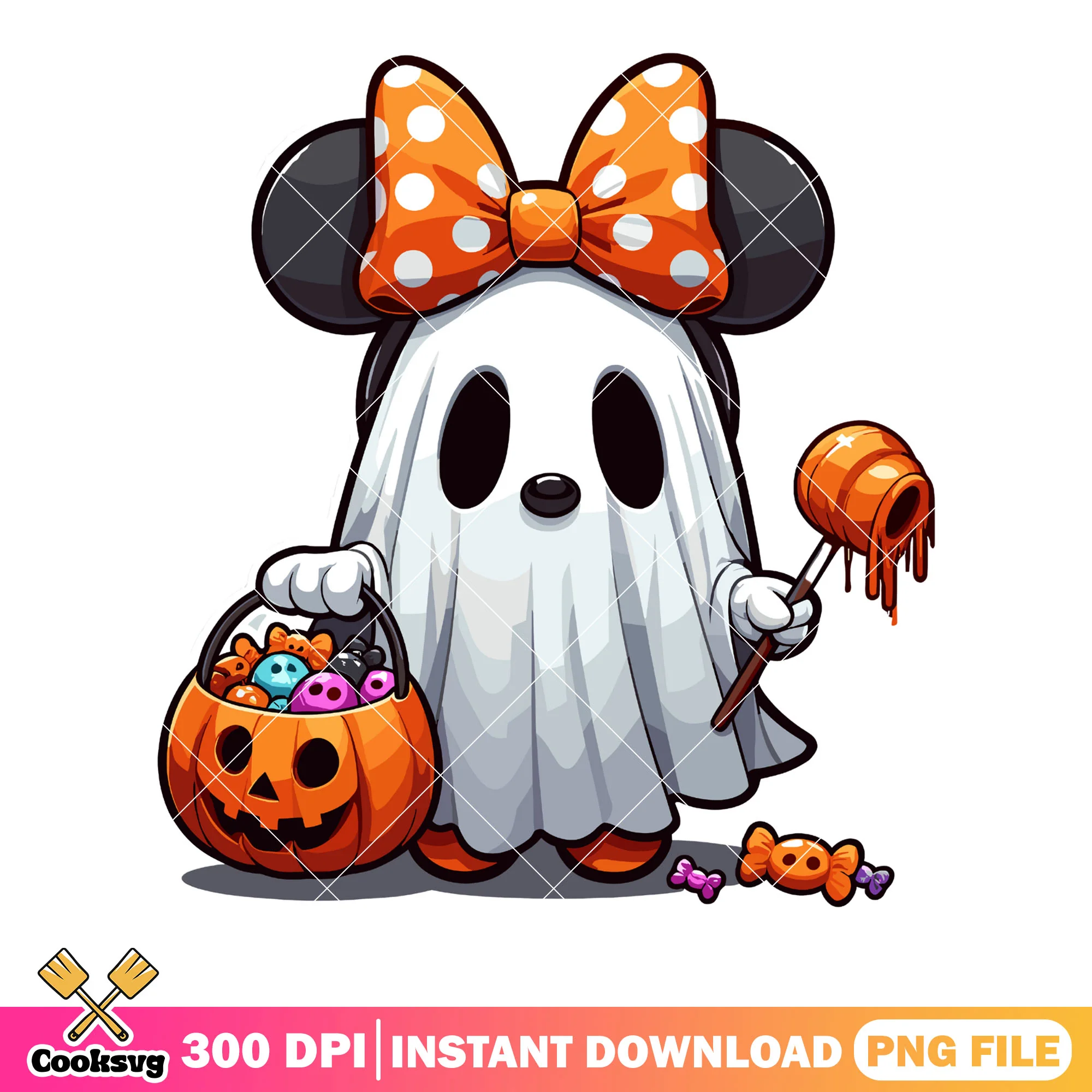 Orange withe spy bow tie png, minnie mouse png, halloween scary png