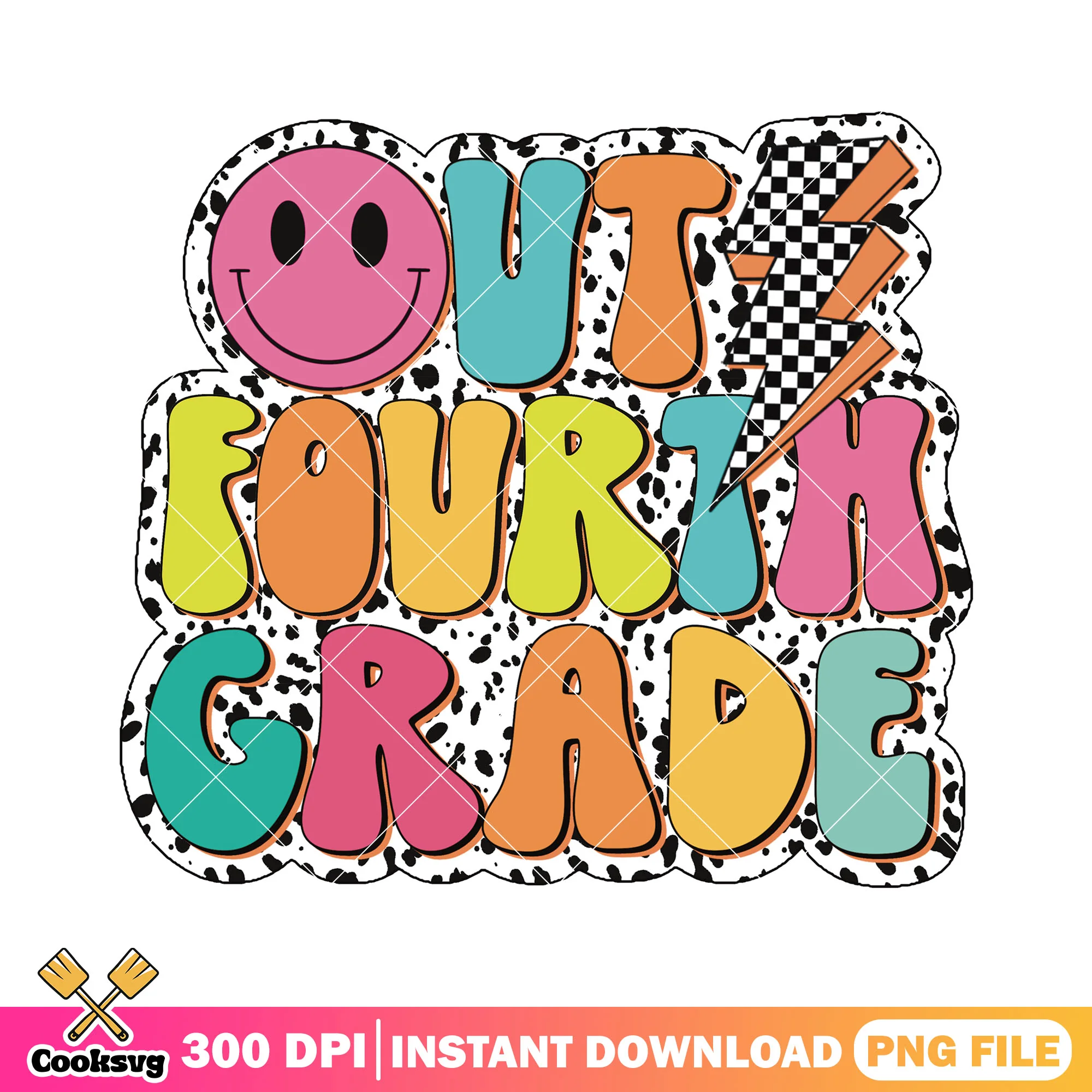 Out fourth grade png, grade art png, back to school decor png