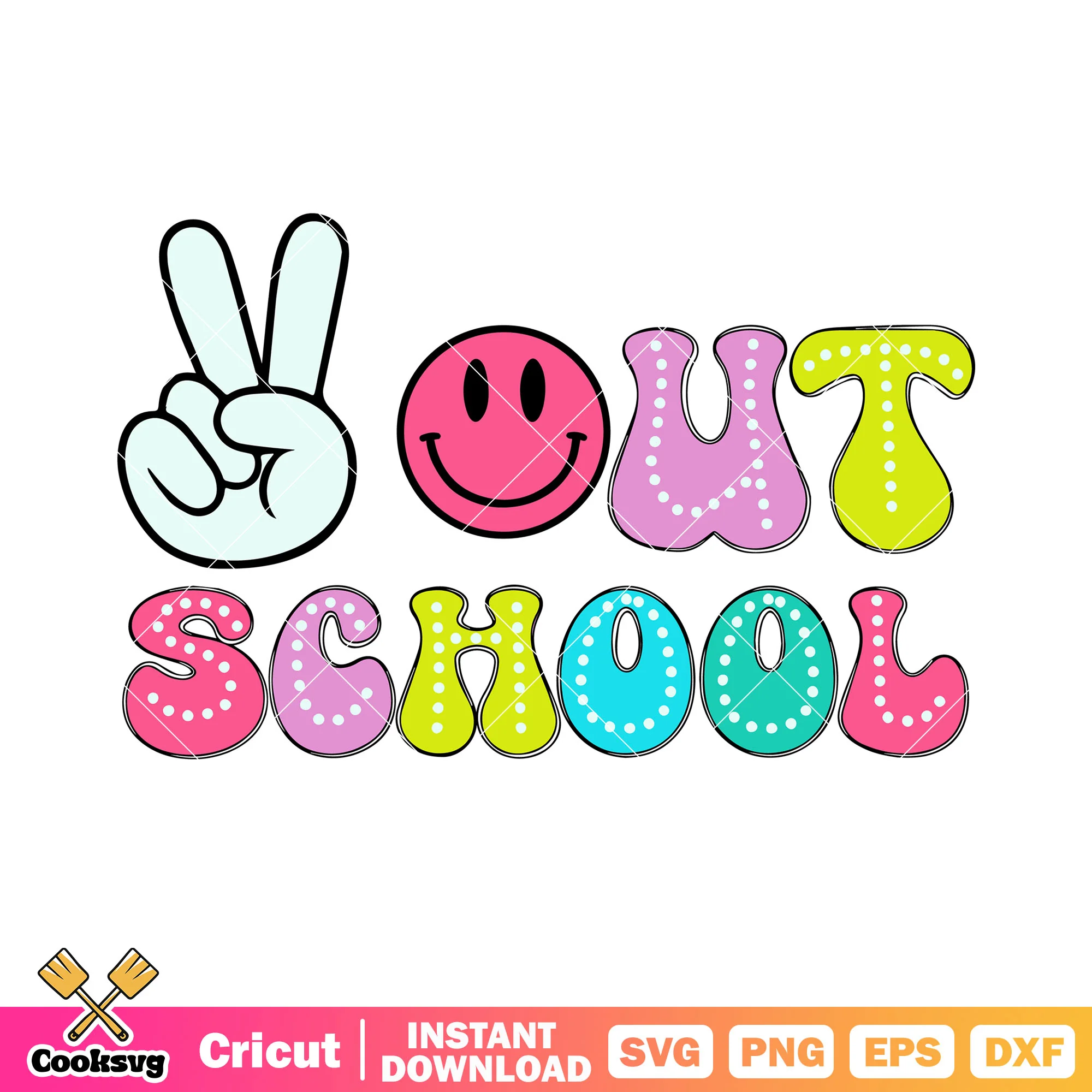 Out school svg, pink smile icon svg, hi hand icon svg