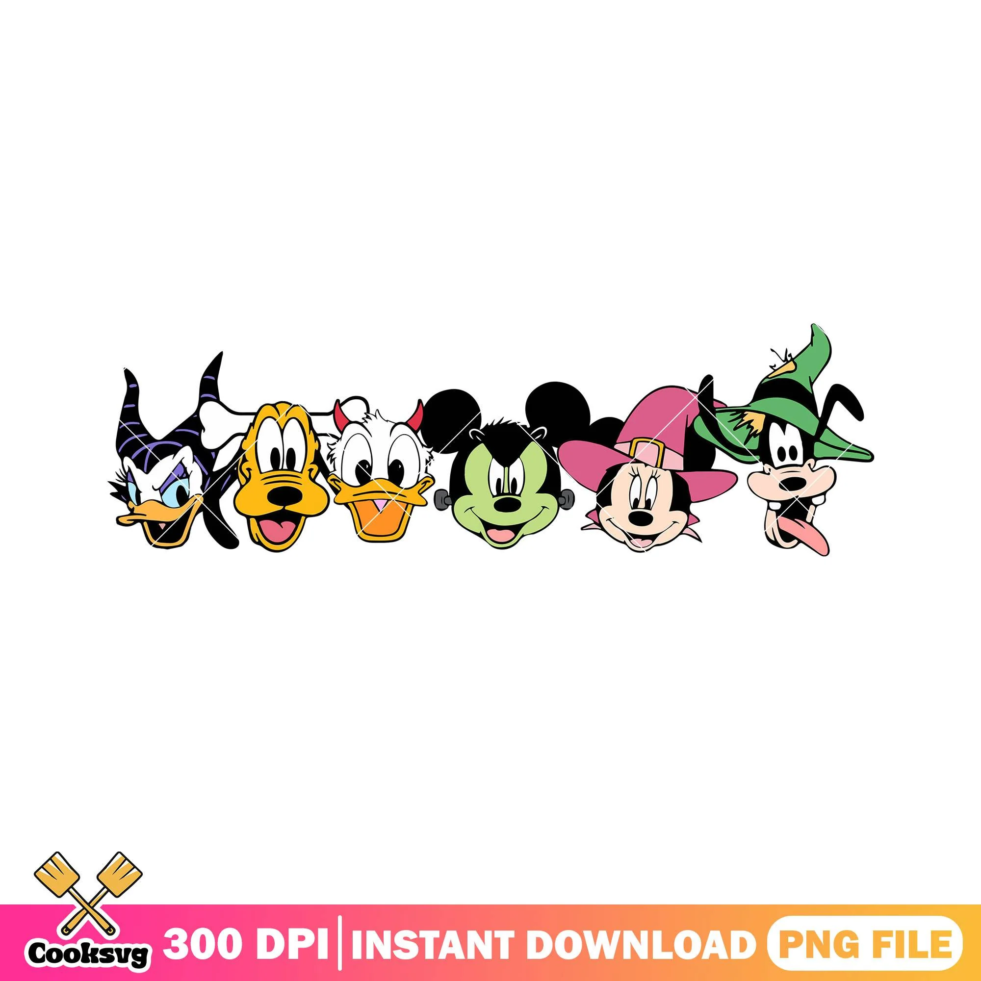 Outfits of mickey and friends png, cute mickey png, halloween art png