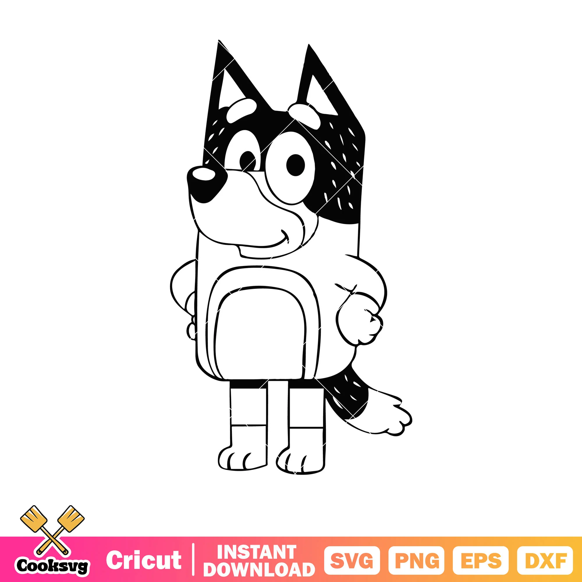 Outline bluey dad bandit heeler svg, character bluey svg, cartoon bluey svg
