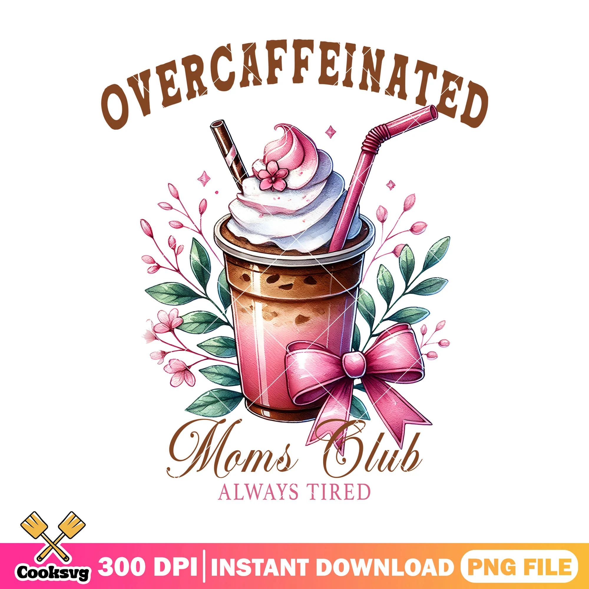 Overcaffeinated moms club png, halloween decor png, halloween png