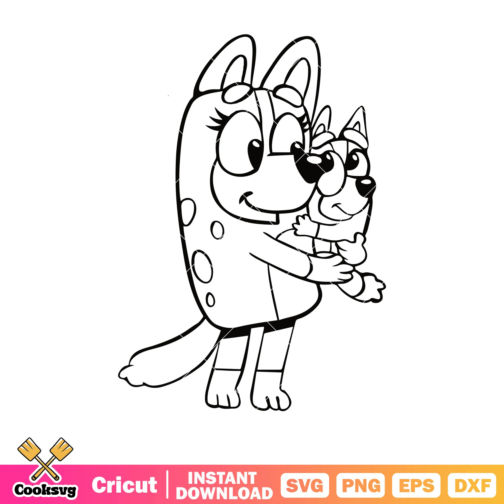 Pages coloring bluey mom bingo svg, bluey mum gif svg, bluey dog svg