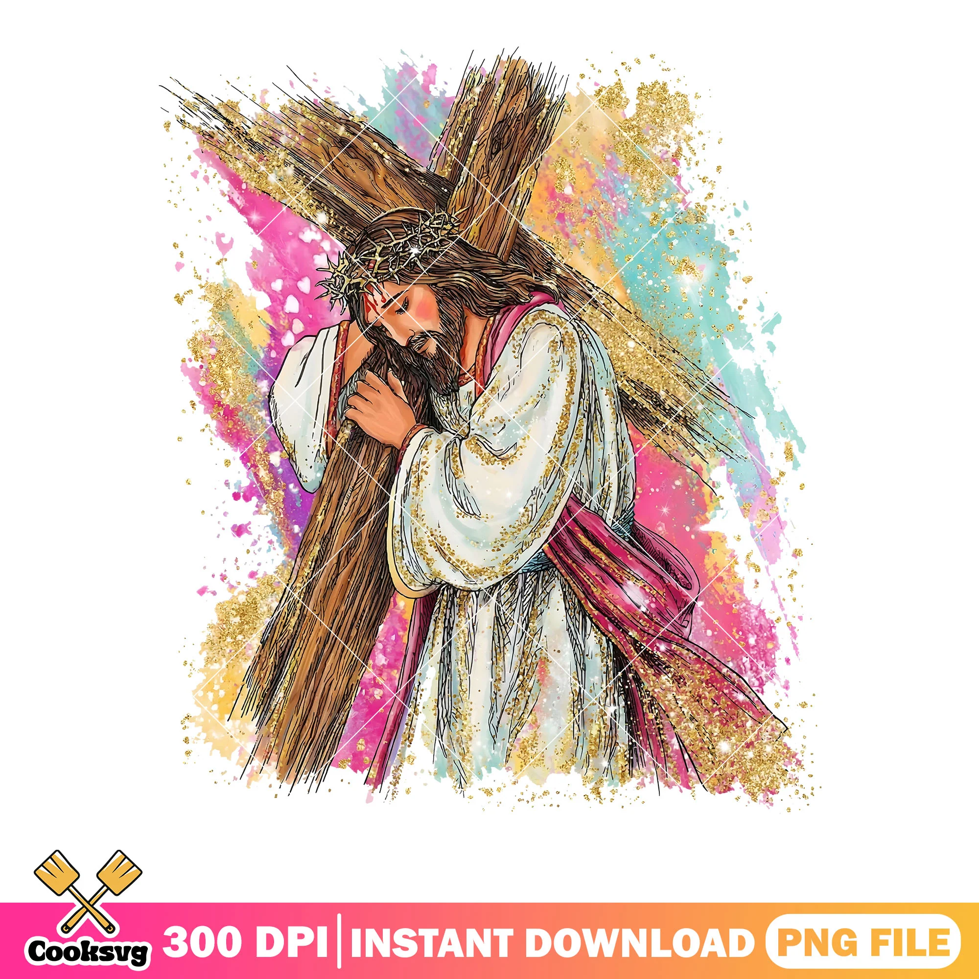 Painting jesus crucifix png, god lord png, jesus christ png