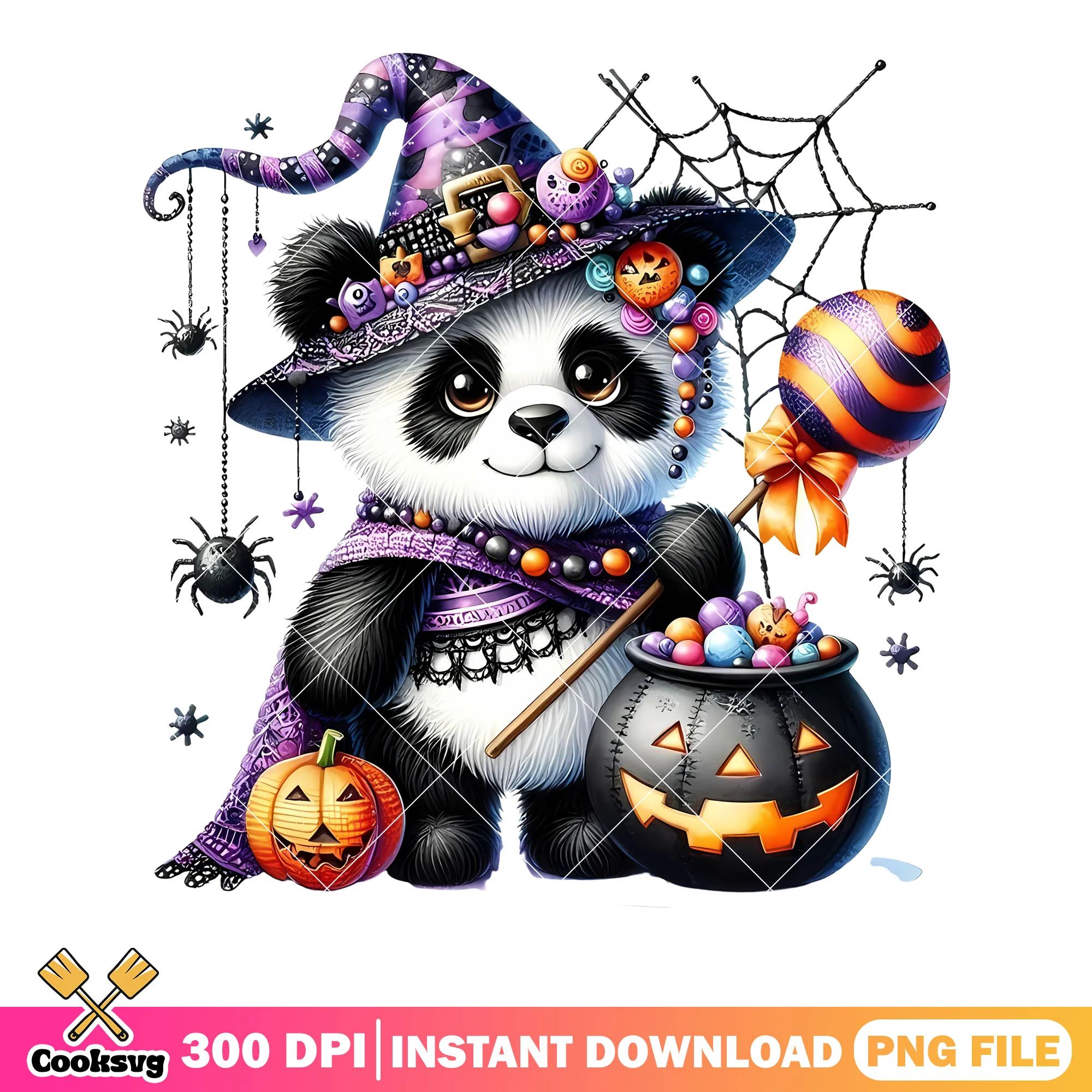 Panda the wizard png, jack o lantern png, scary halloween night png
