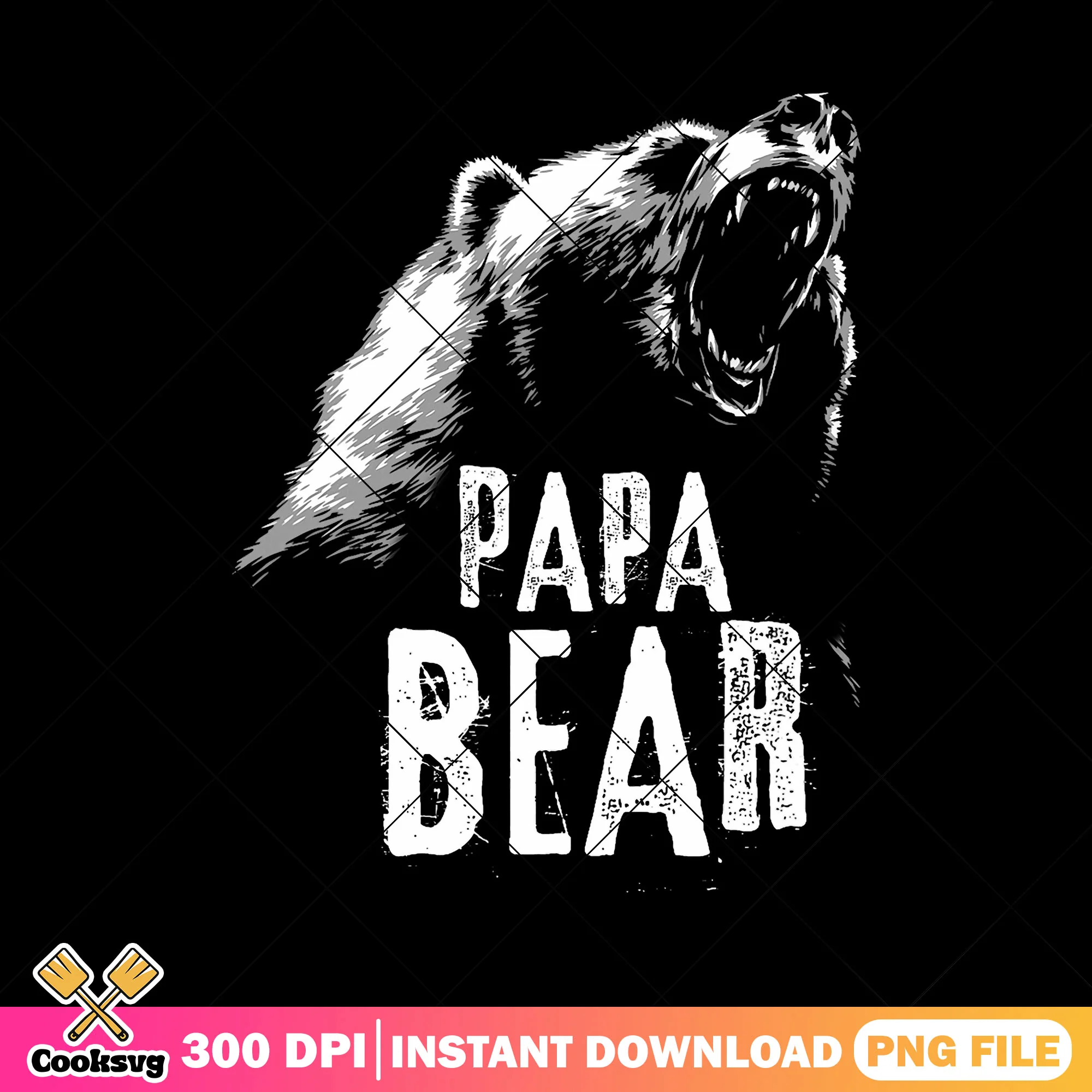 Papa bear vintage png, best dad saying png, fathers day png
