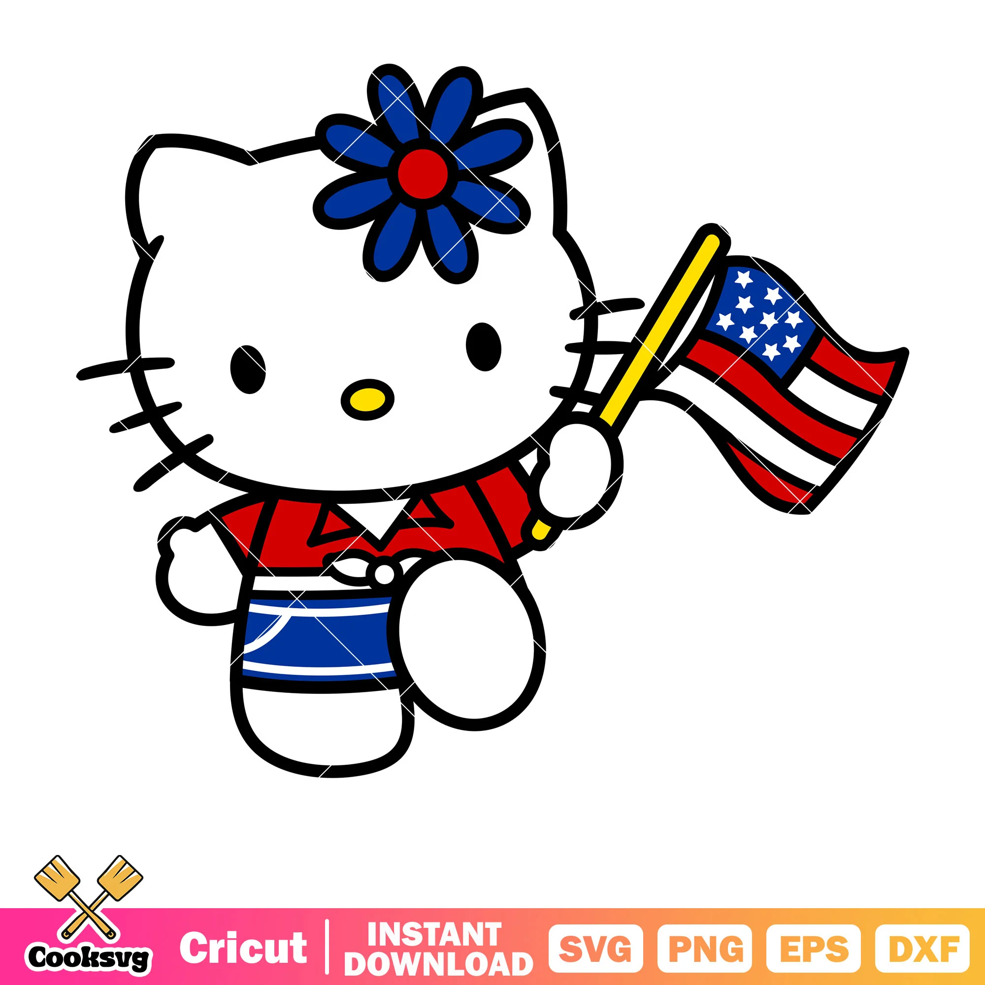 Patriotic Hello Kitty svg, hello kitty svg, sanrio cartoon svg