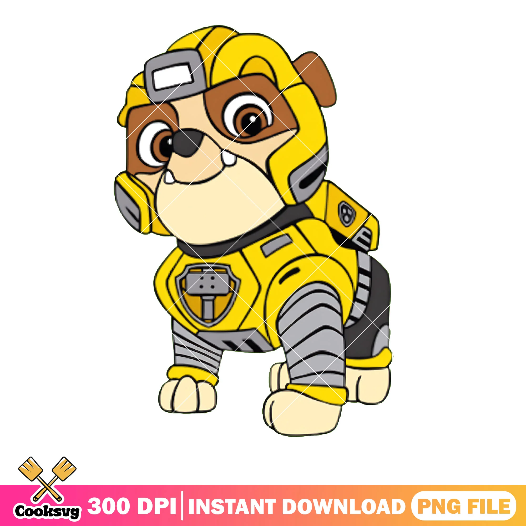 Paw patrol Rubble png, cartoon for kid png, french bull dog png