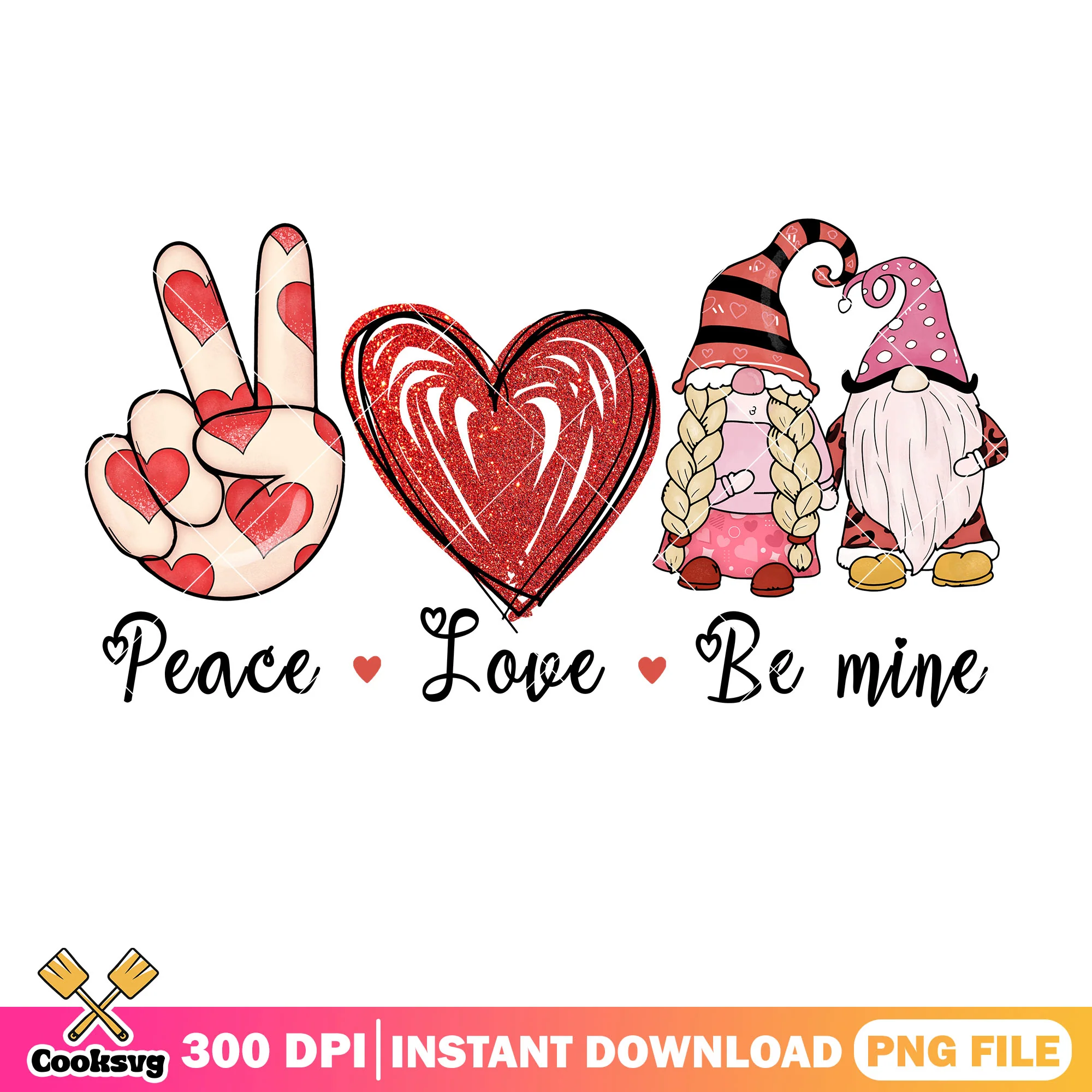 Peace love be mine gnome valentine png, gnome valentine png
