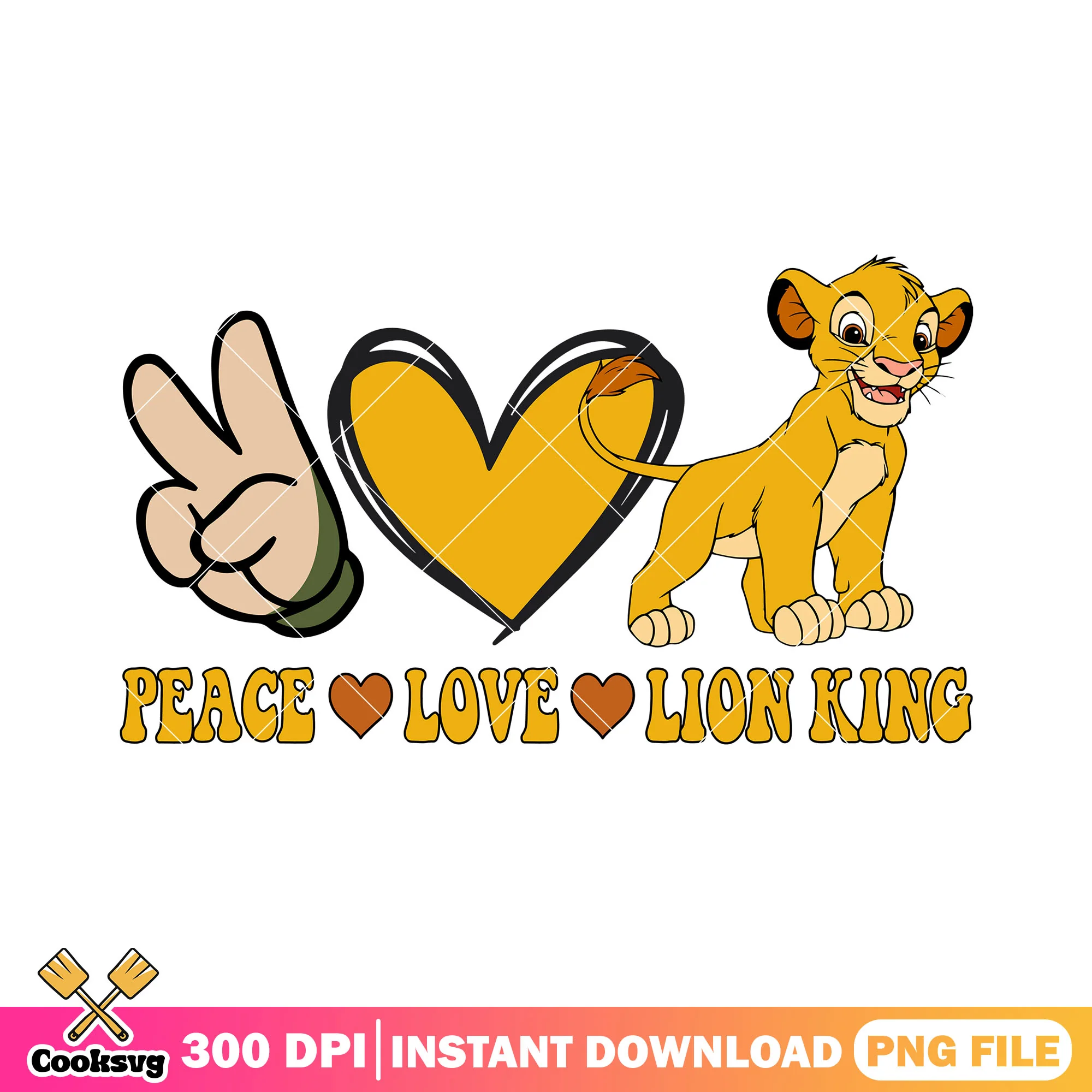 Peace love lion king png, simba lion king png, love simba png