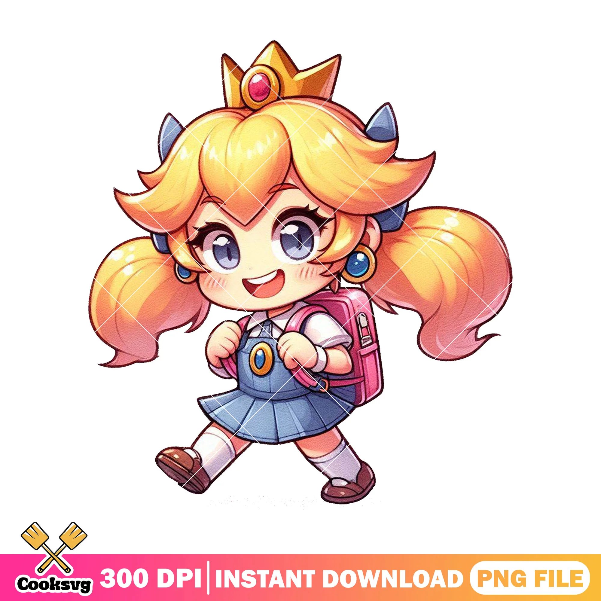 Peach going school png, back to school day png, peach happy png