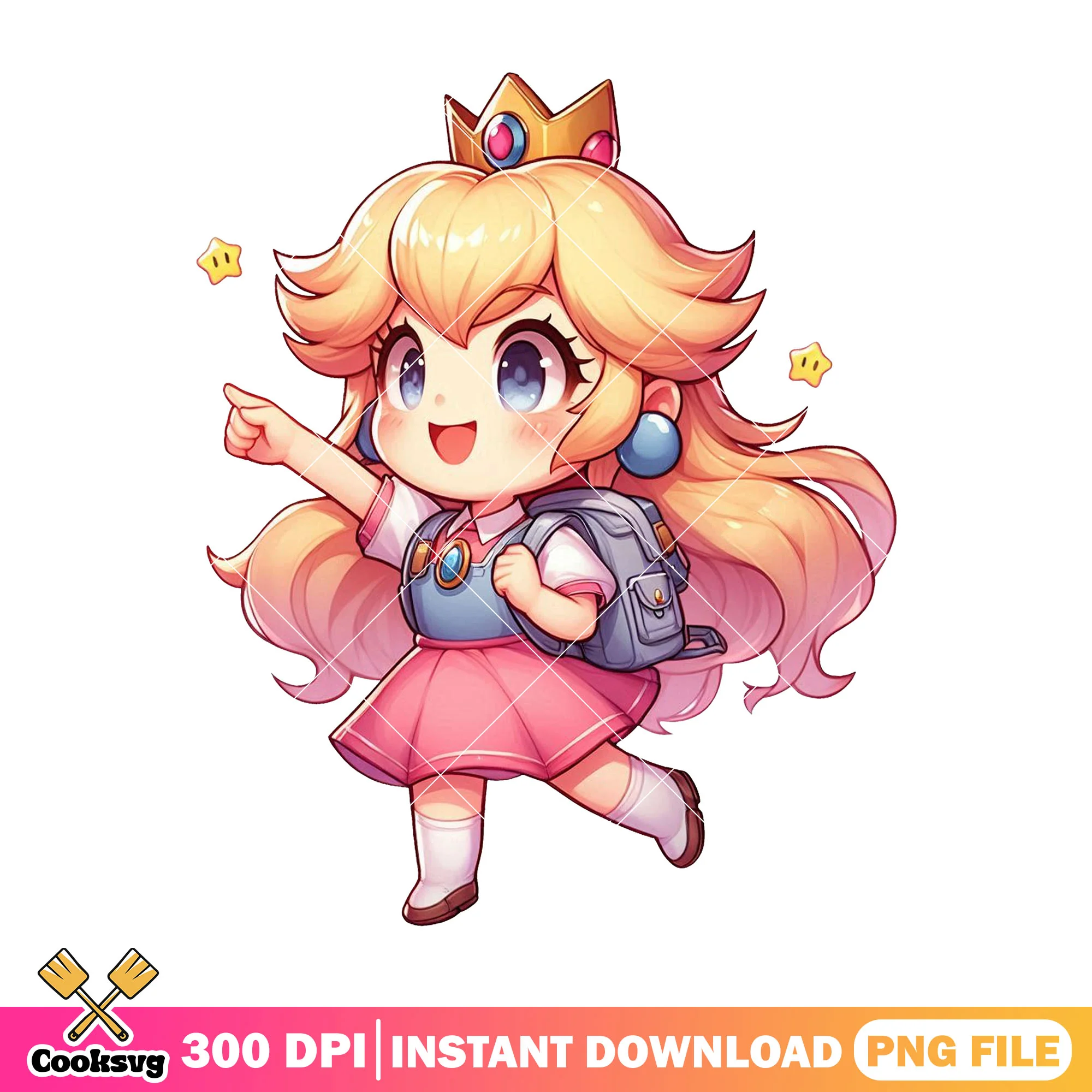 Peach princess png, back to school dress png, peach cute png