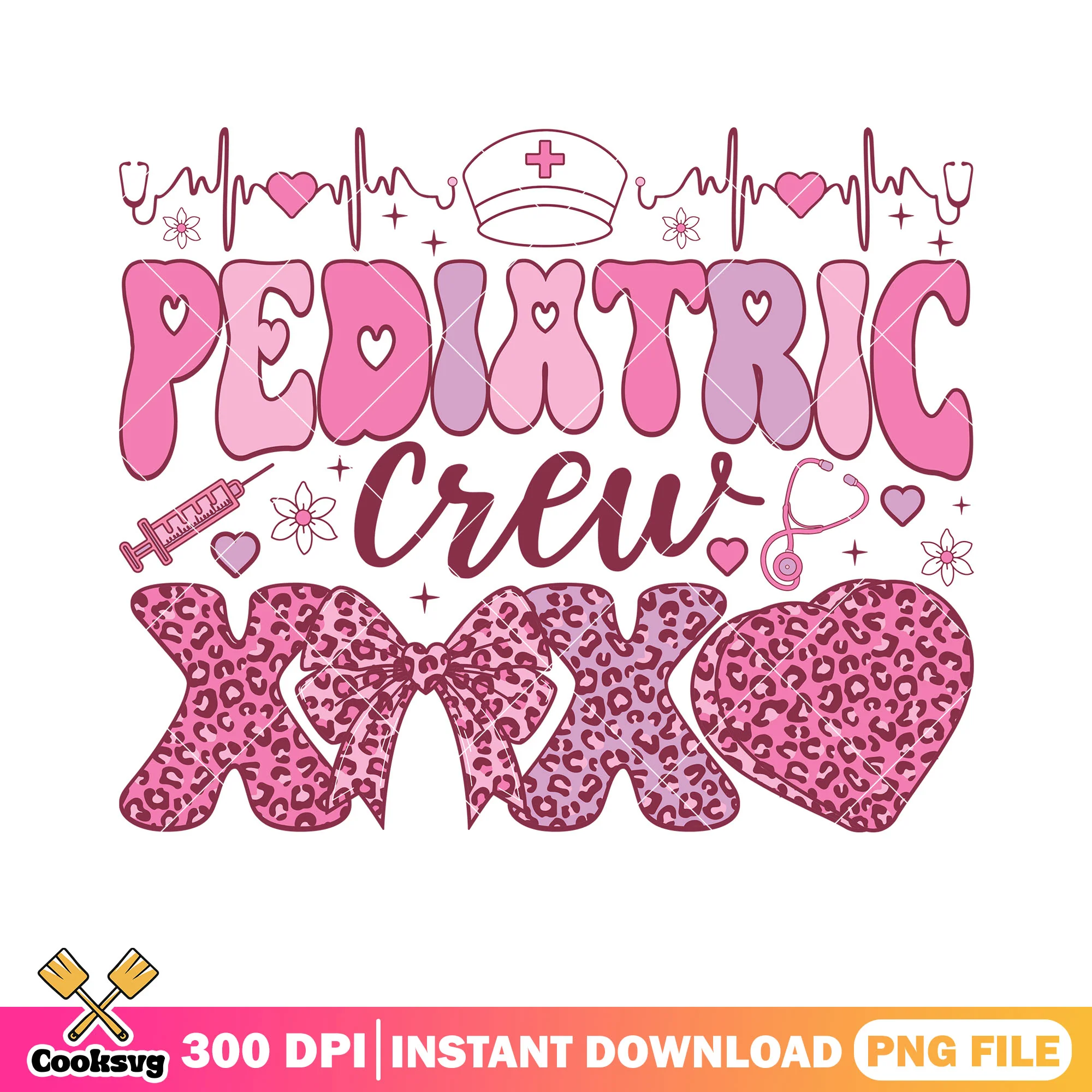 Pediatric crew XOXO png, valentine design png, valentine vibes png