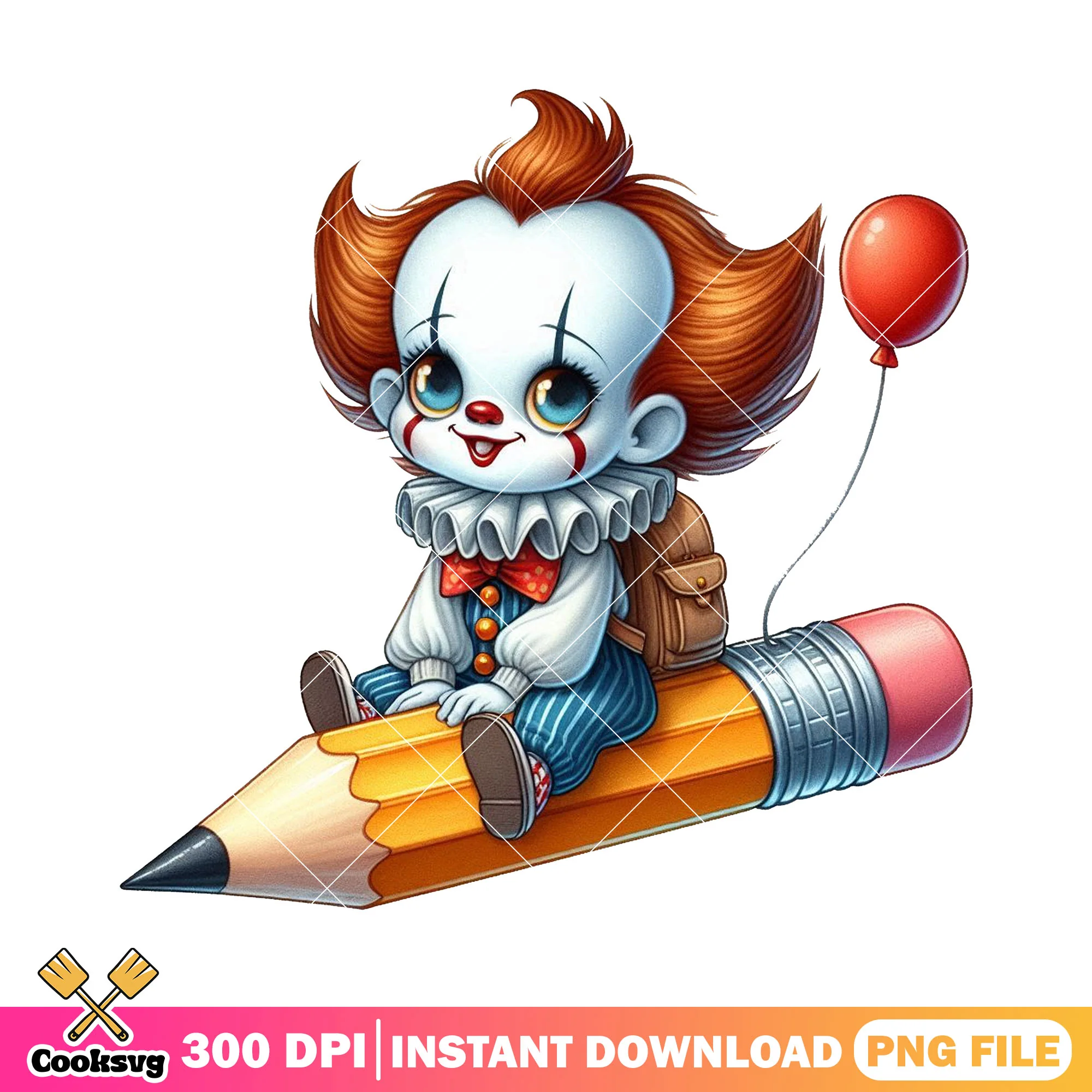 Pencil and pennywise png, back to school outfit png, pennywise png