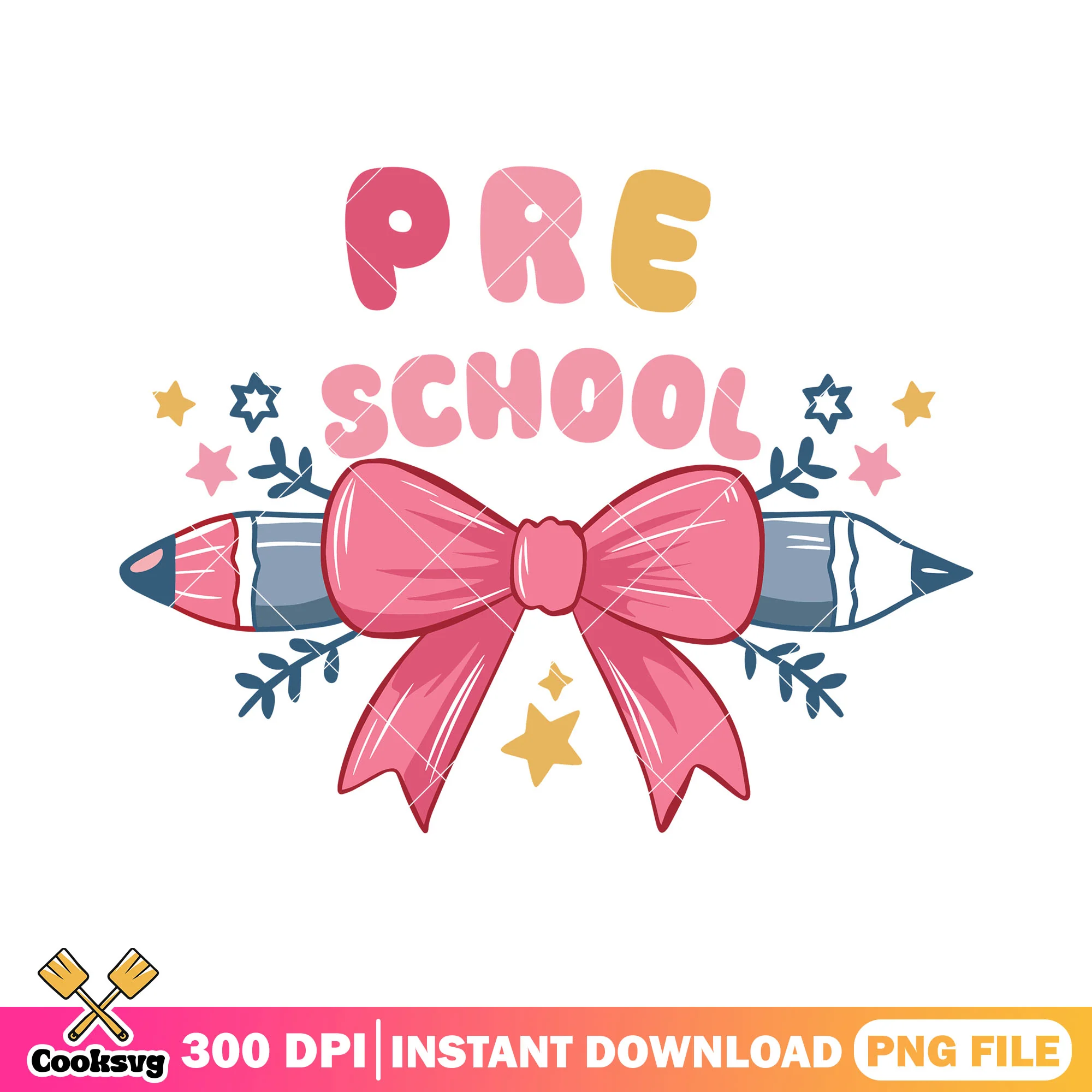 Pencil bow preschool png, green pencil png, back to school day png