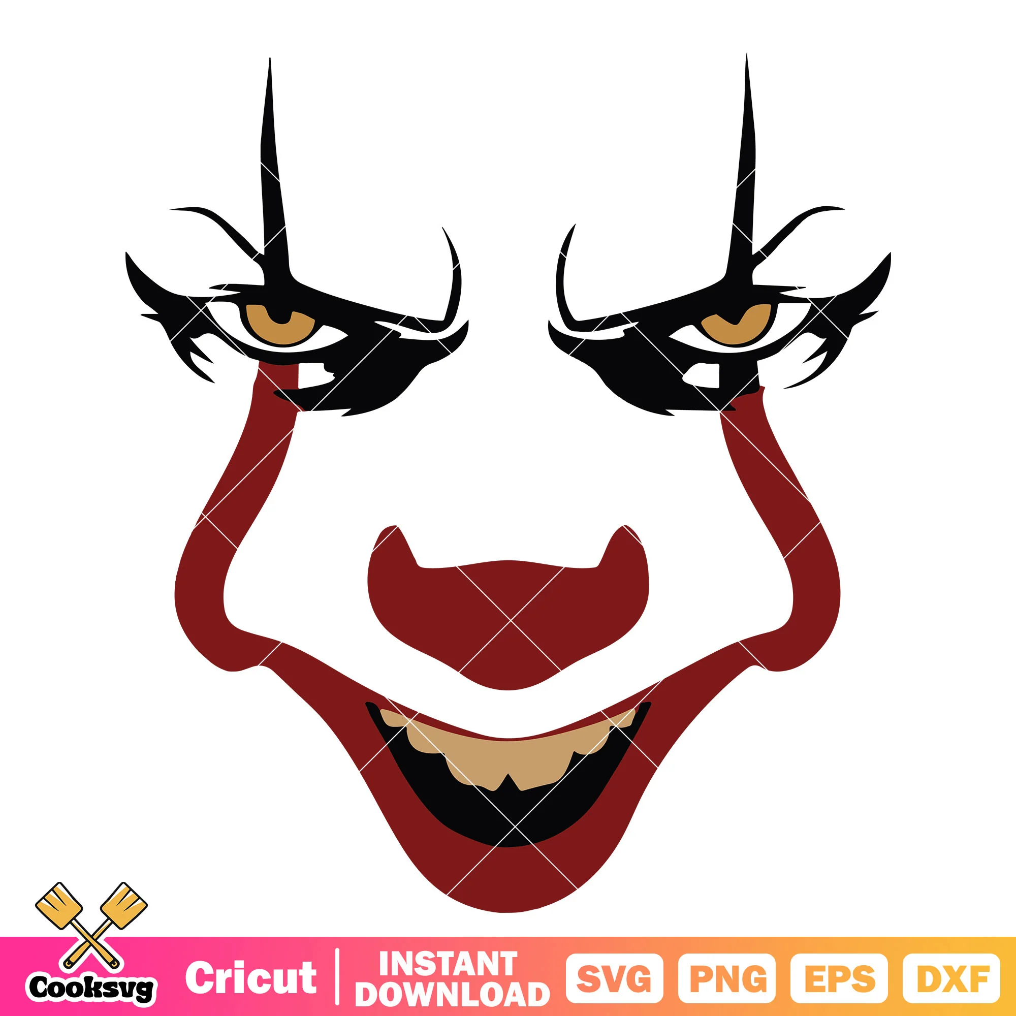 Penny wise face svg, pennywise horror svg, pennywise smile svg