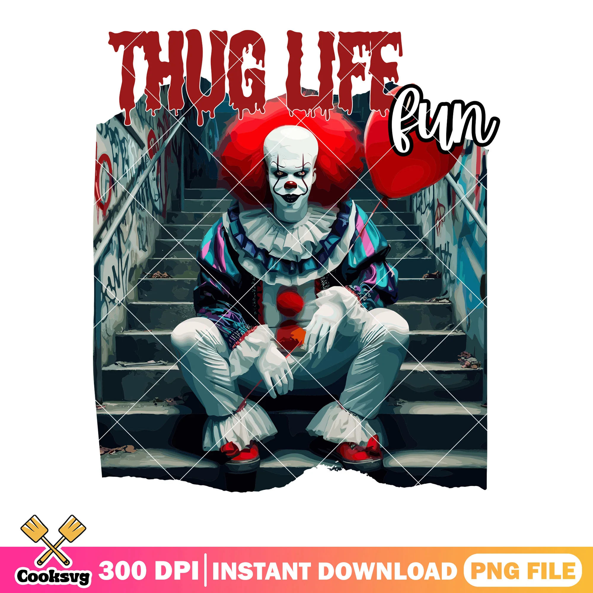 Penny wise png, horrible clown  png, halloween scary png