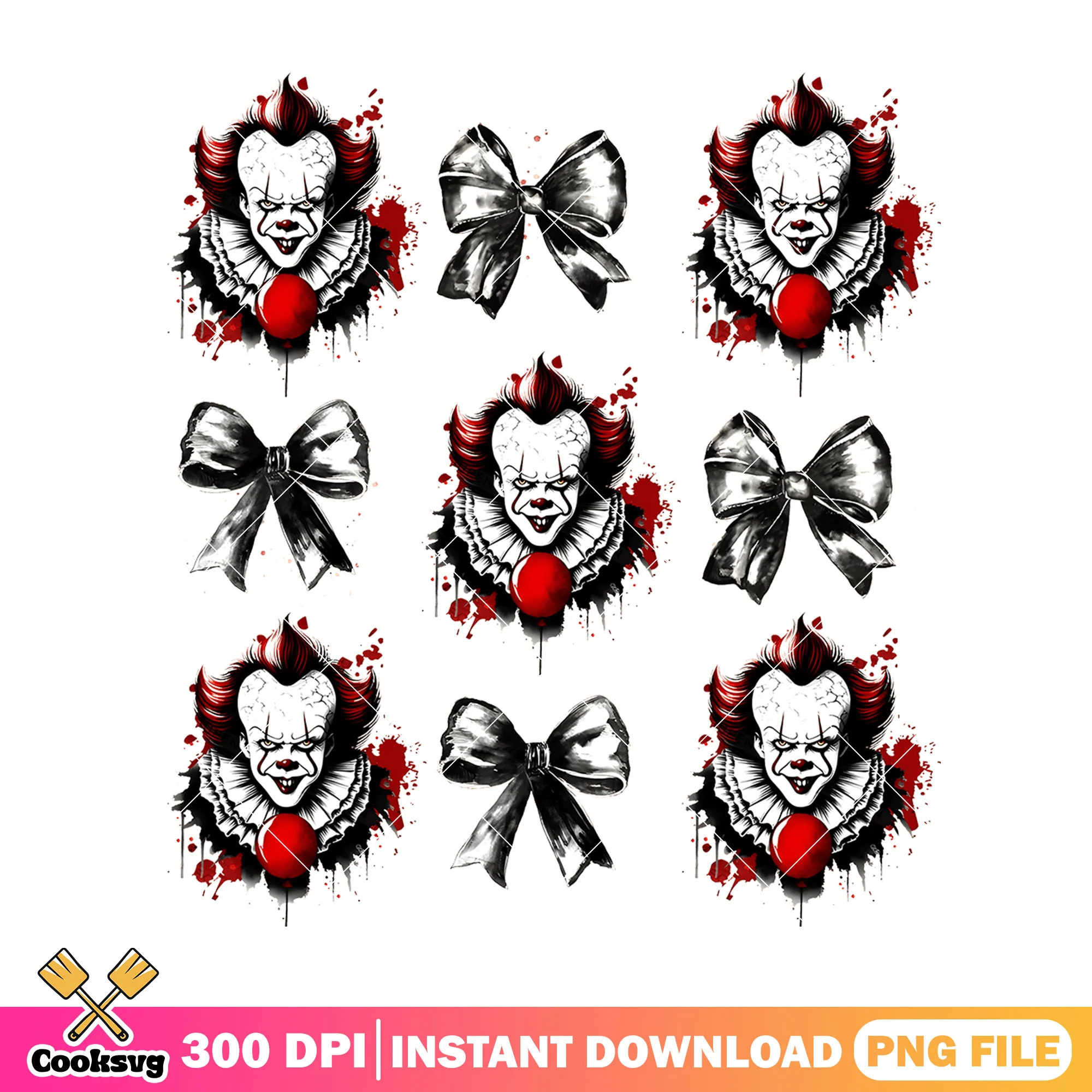 Pennywise design horror png, halloween decor png, horror movie png