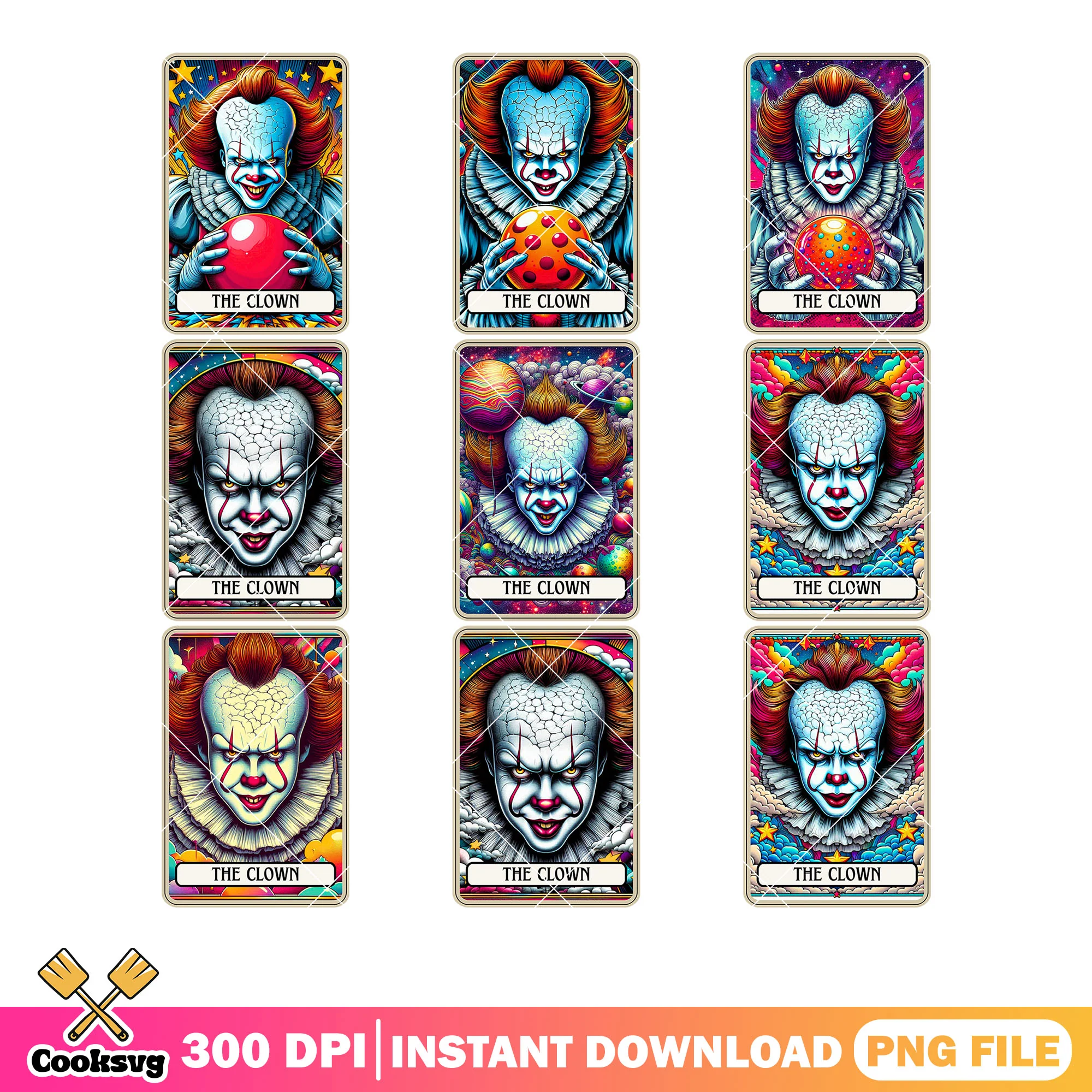 Pennywise red ball png bundle, crazy clown png, extraterrestrial png