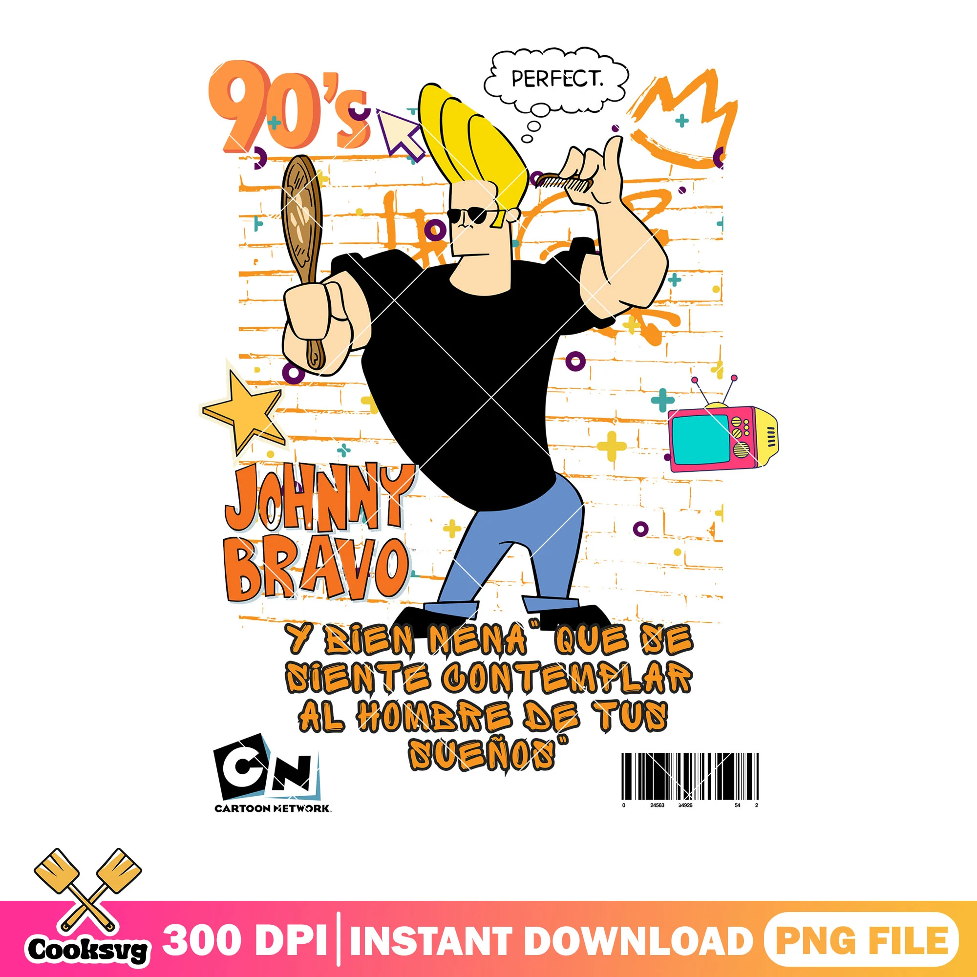Perfect man Johnny Bravo png, Y Bien Nena png, 90s Vibes  png