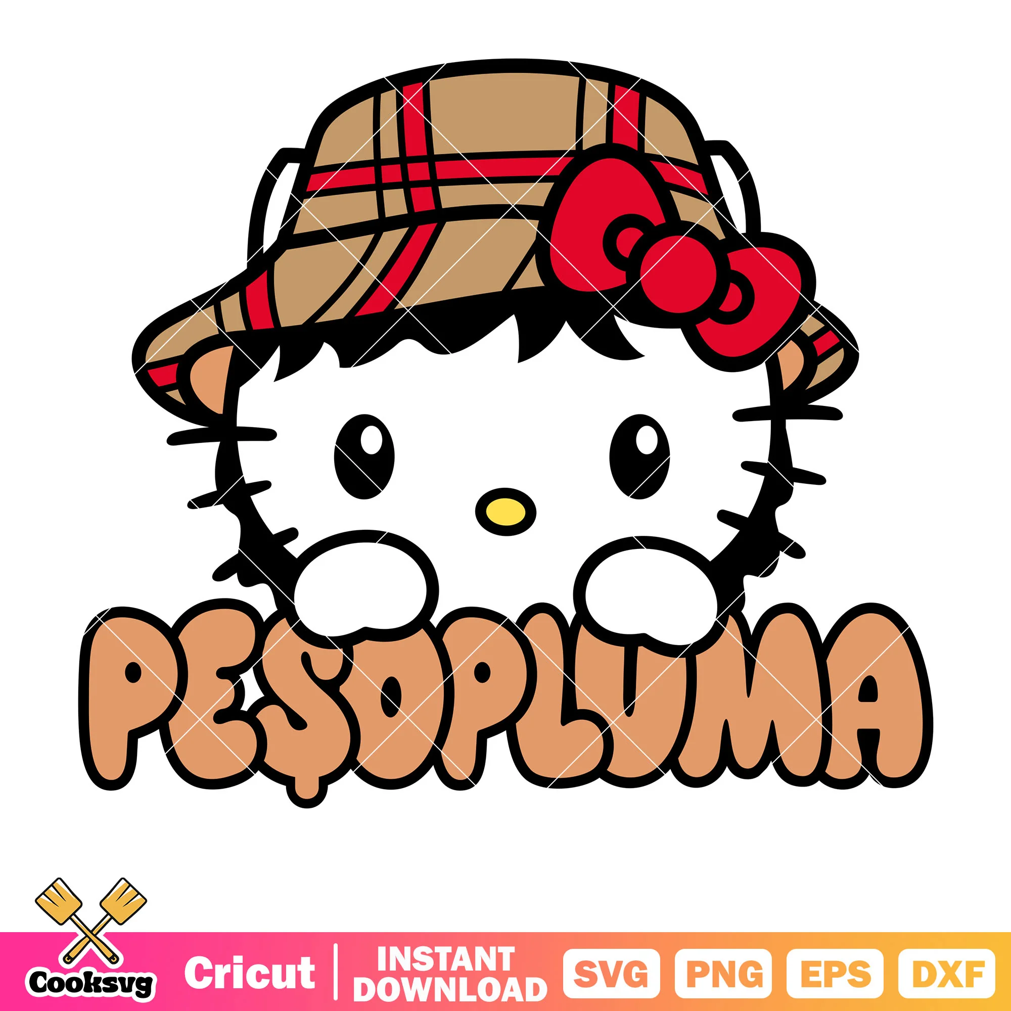 Peso pluma hello kitty face svg, hello kitty svg, sanrio svg