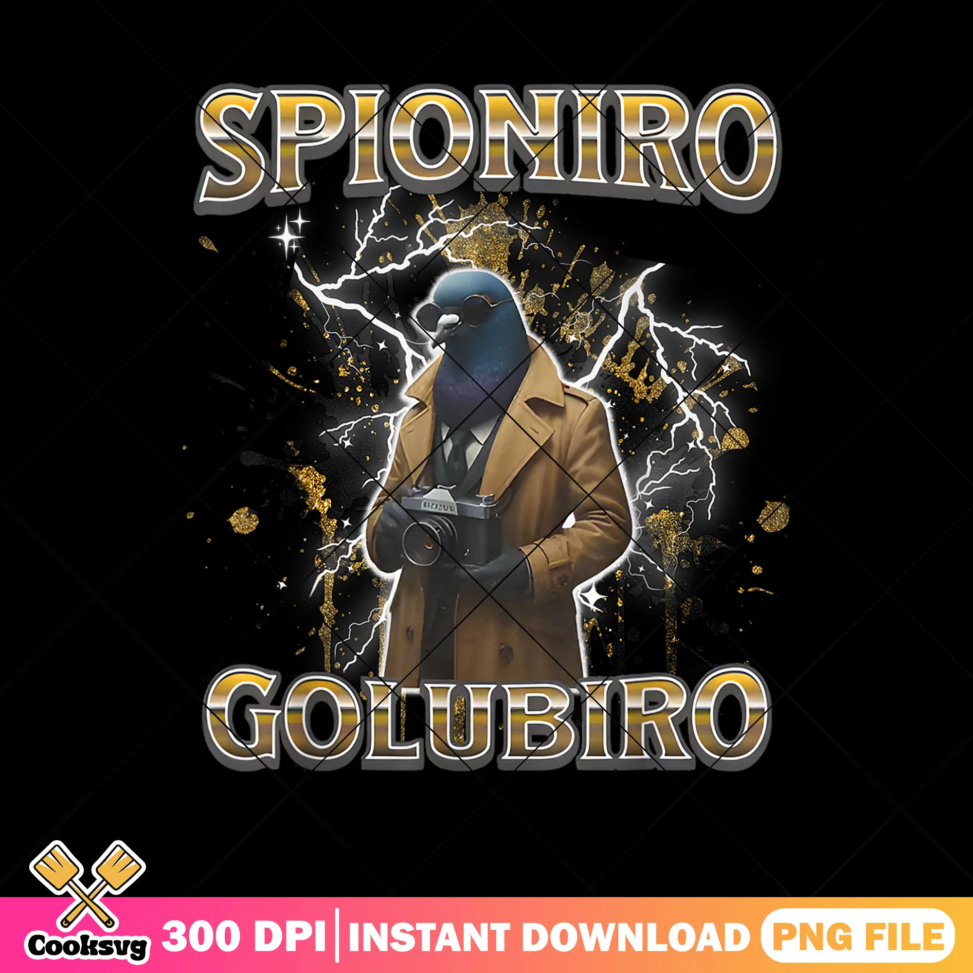 Pigeon Spioniro Golubiro design png, piegon meme png, italian brainrot png